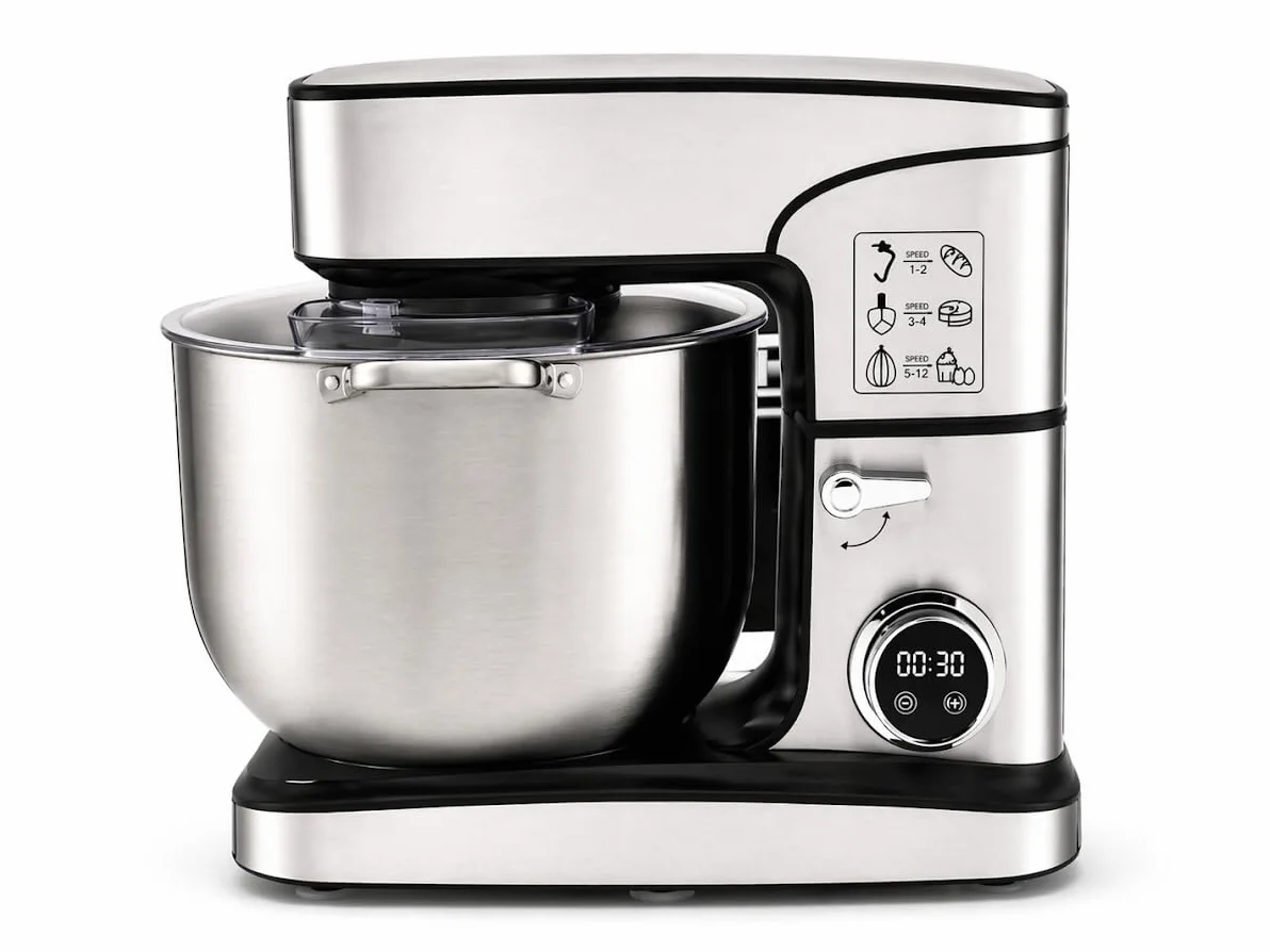Batidora Amasadora Profesional 2800W, 16L, Robot de Cocina Multifunción con Bol de Acero Inoxidable, 6 Velocidades, Pantalla Digital, Accesorios para Amasar, Mezclar y Batir