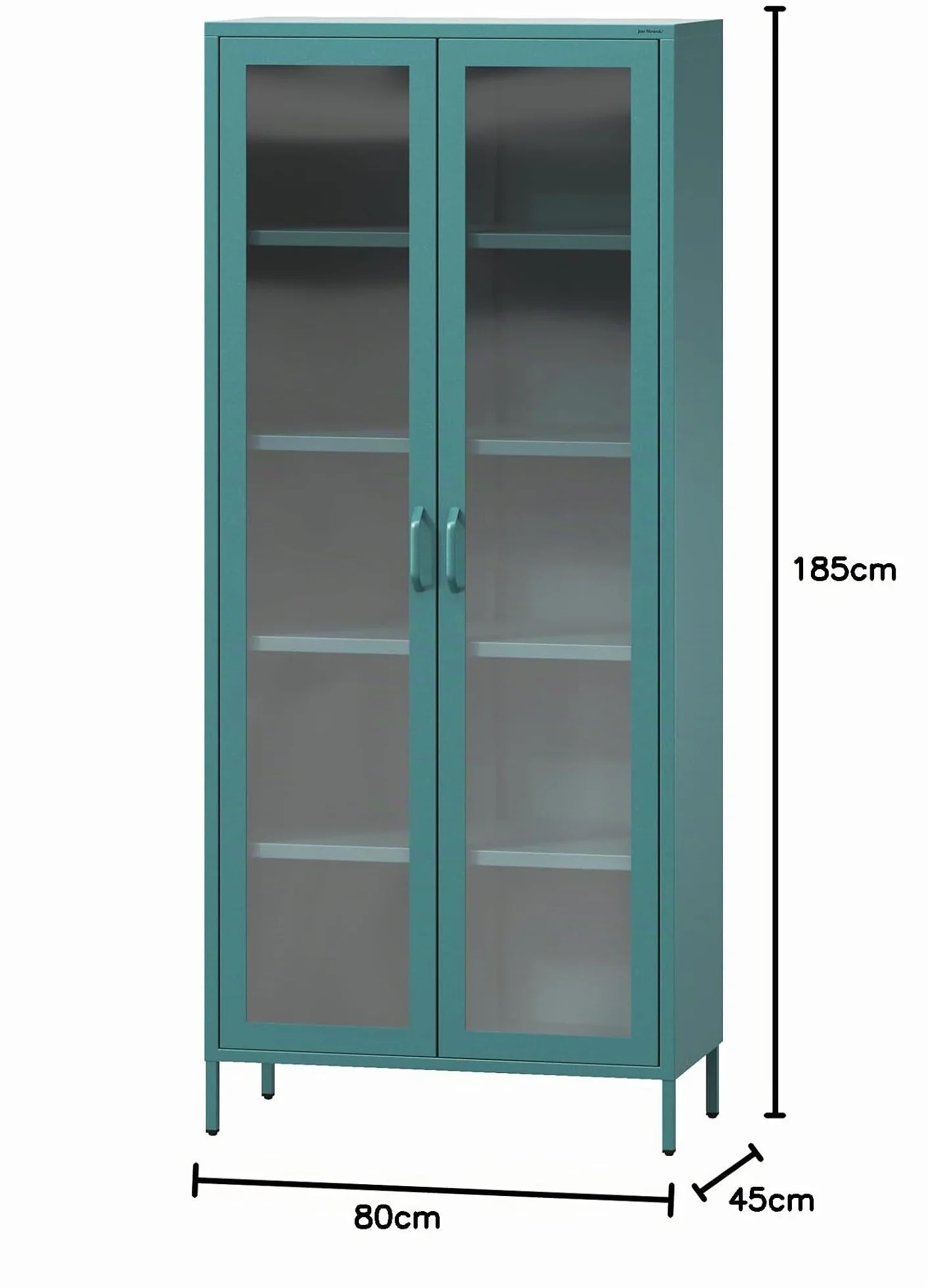 Jan Nowak Angelo - Armario Vitrina de 2 Puertas (80 x 185 x 45 cm, 4 estantes Ajustables, Vidrio Templado, Montaje en Pared) Azul Claro
