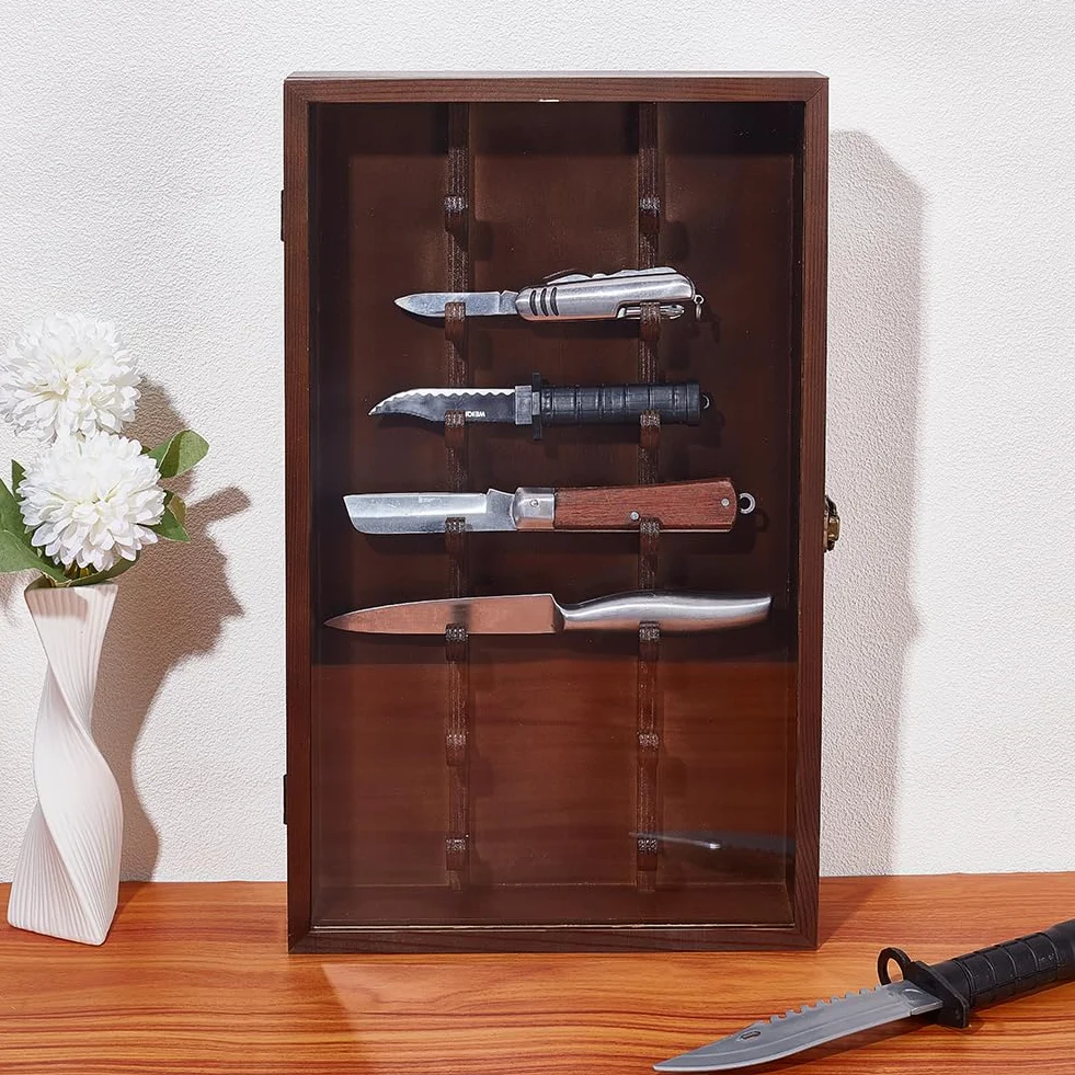 UNICRAFTALE Vitrina para cuchillos de madera con puerta de cristal acrílico 263 x