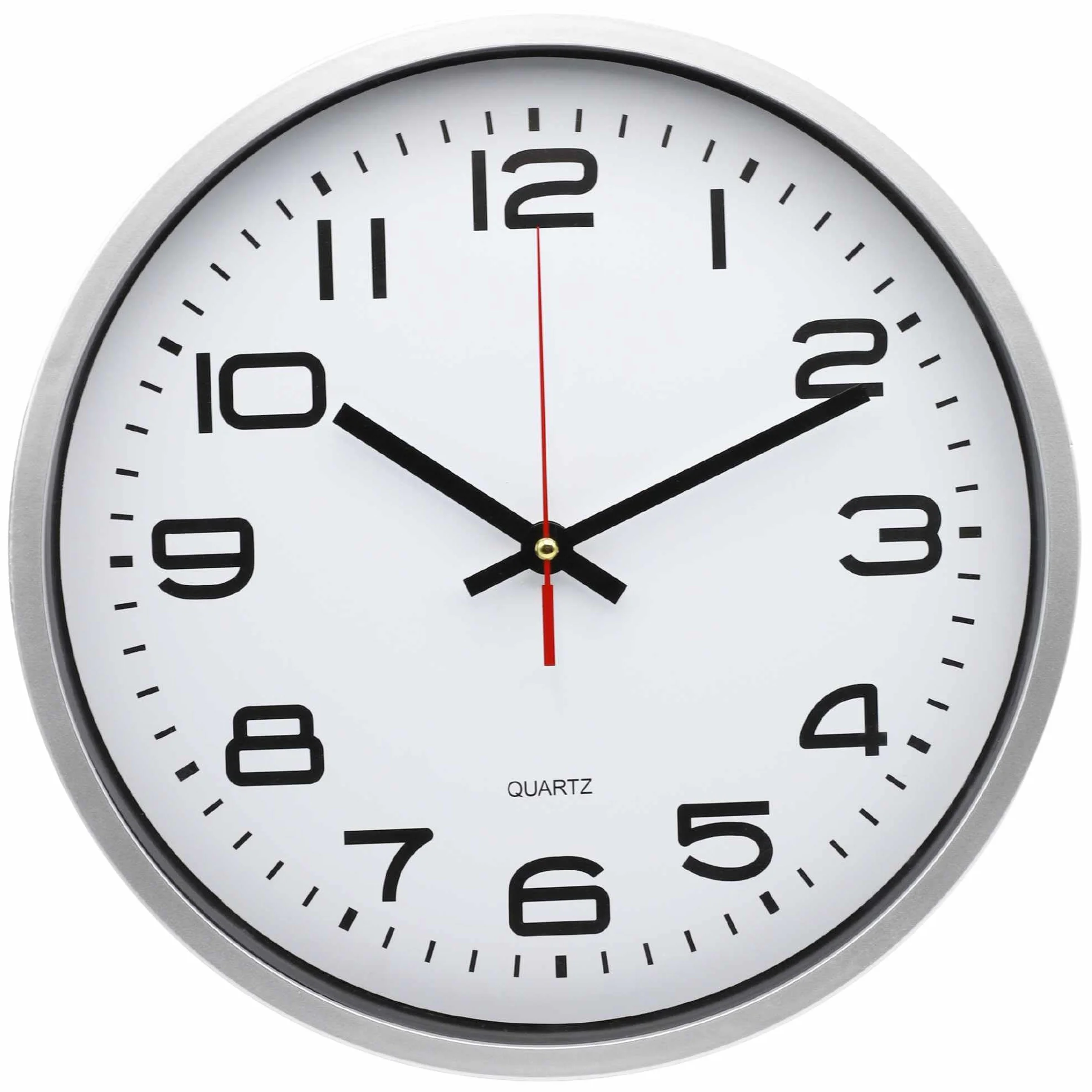 TECHZOCO Reloj de Pared 19.5 cm Cuarzo Silencioso Marco Plateado Esfera Blanca
