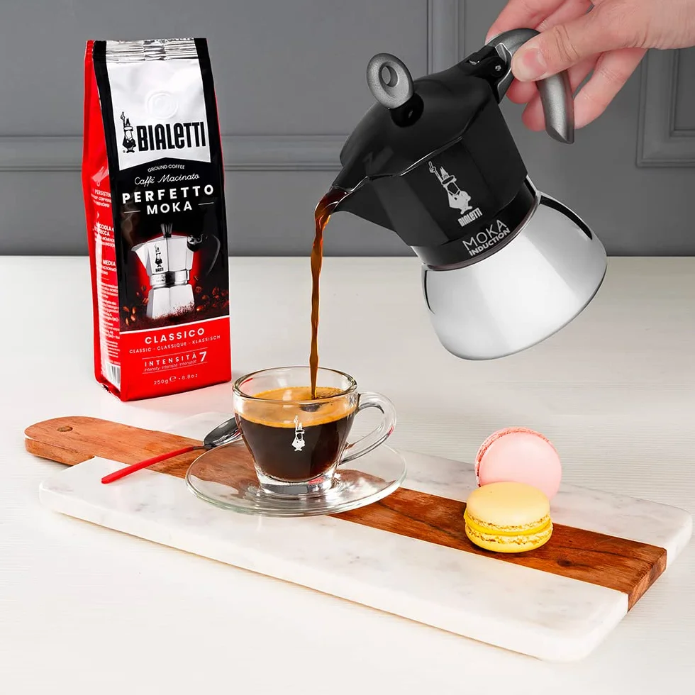 Bialetti Cafetera Moka Inducción 6 Tazas Café Espresso 280 Ml Negro