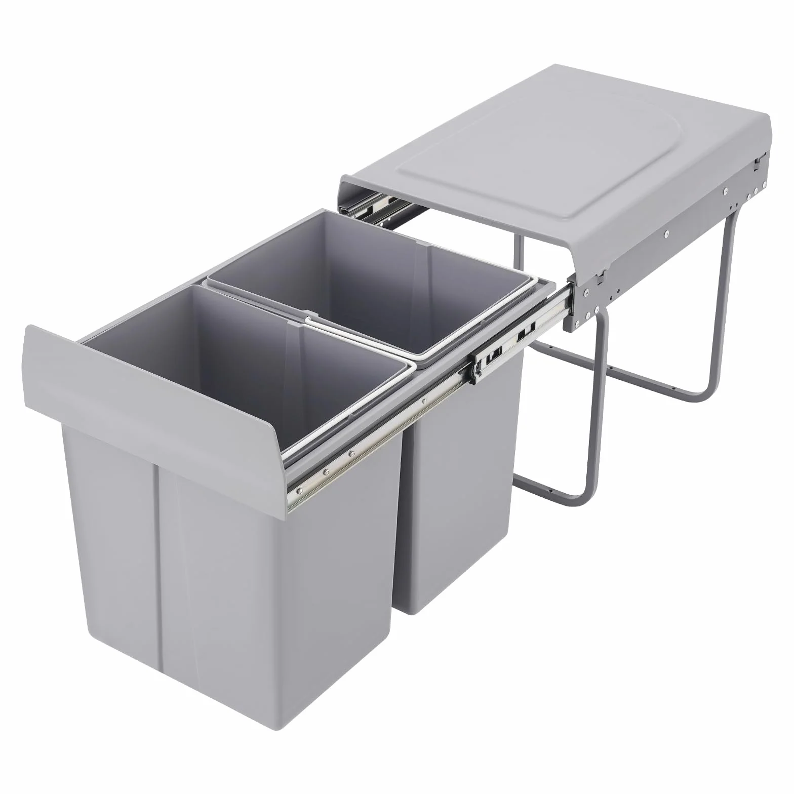 Cubo de basura de cocina, basura de clasificación selectiva, basura, 2 cubos de 20 L, riel deslizante silencioso, mango práctico, deslizante, ahorro de espacio debajo de muebles, cocina para casa