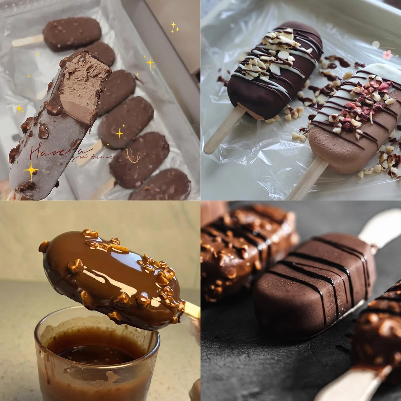 Moldes Grandes Silicona Helados con Tapa Juego Polos Magnum sin BPA 100 Palos Madera Bolsas OPP