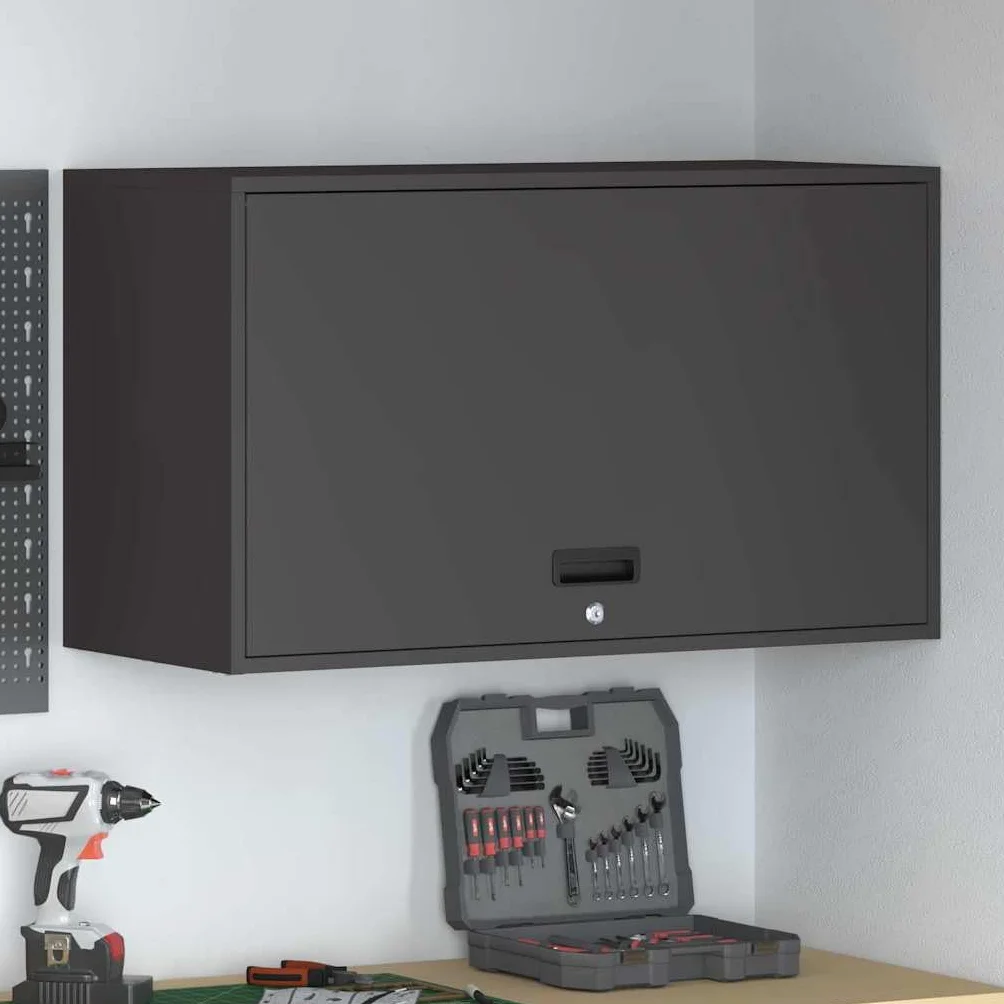 vidaXL Armario de Pared para el Garaje Negro 90 x 40 x 53 cm, Sala, Muebles Modernos de Almacenamiento, gabinete Funcional, diseñado para Ahorrar Espacio, ¡Organiza tu hogar