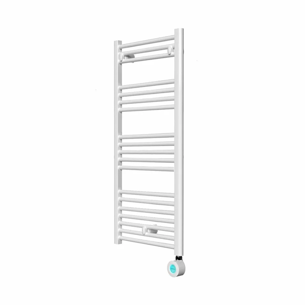 ROINTE Calientatoallas Elba Plus, Secatoallas Eléctrico Digital 19 Tubos, Acero, Blanco RAL 9016, 121.5x50x9.5 cm, 500W, Panel LCD Táctil