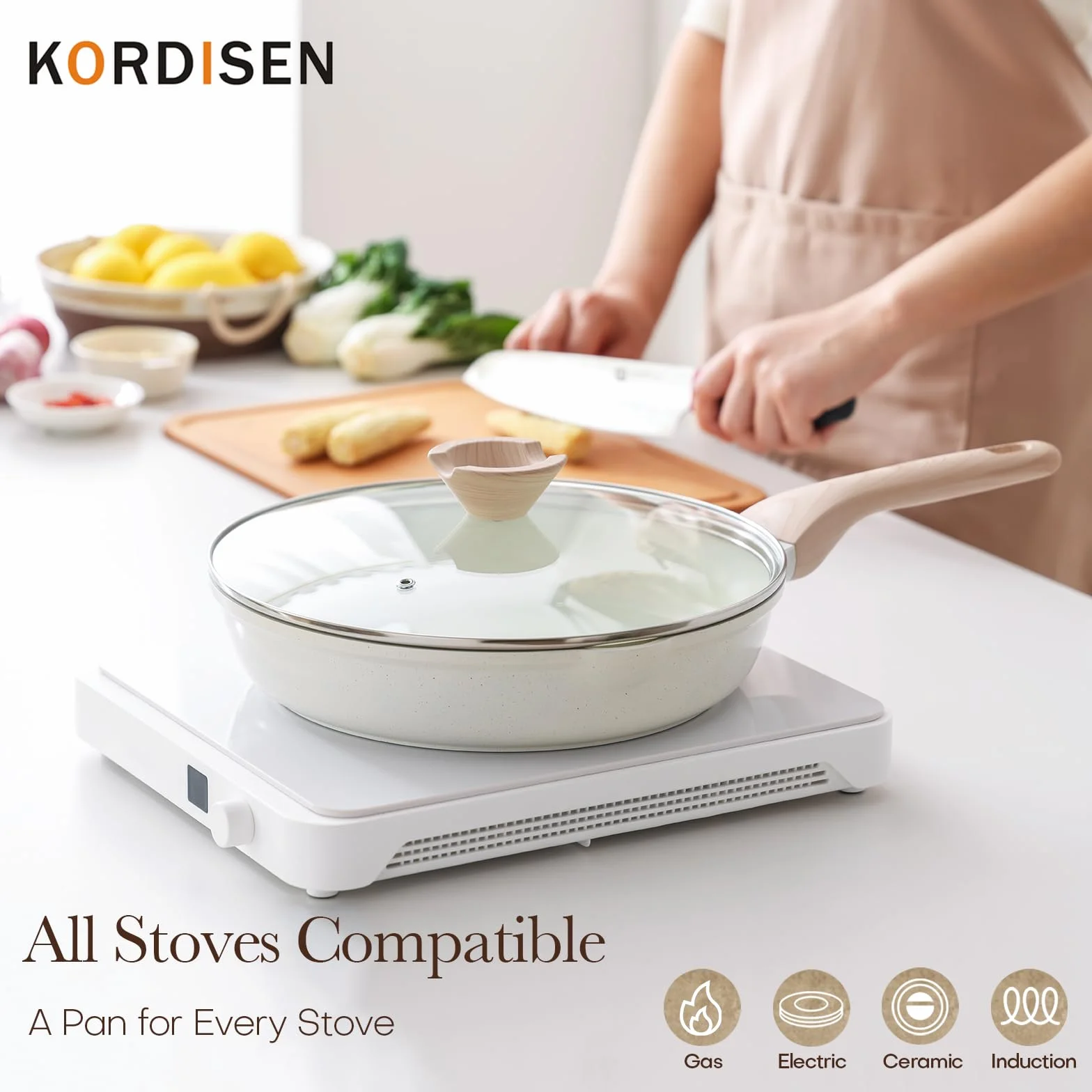 Kordisen Sartén Cerámica 24 cm Antiadherente Inducción Sin PFOA PFAS