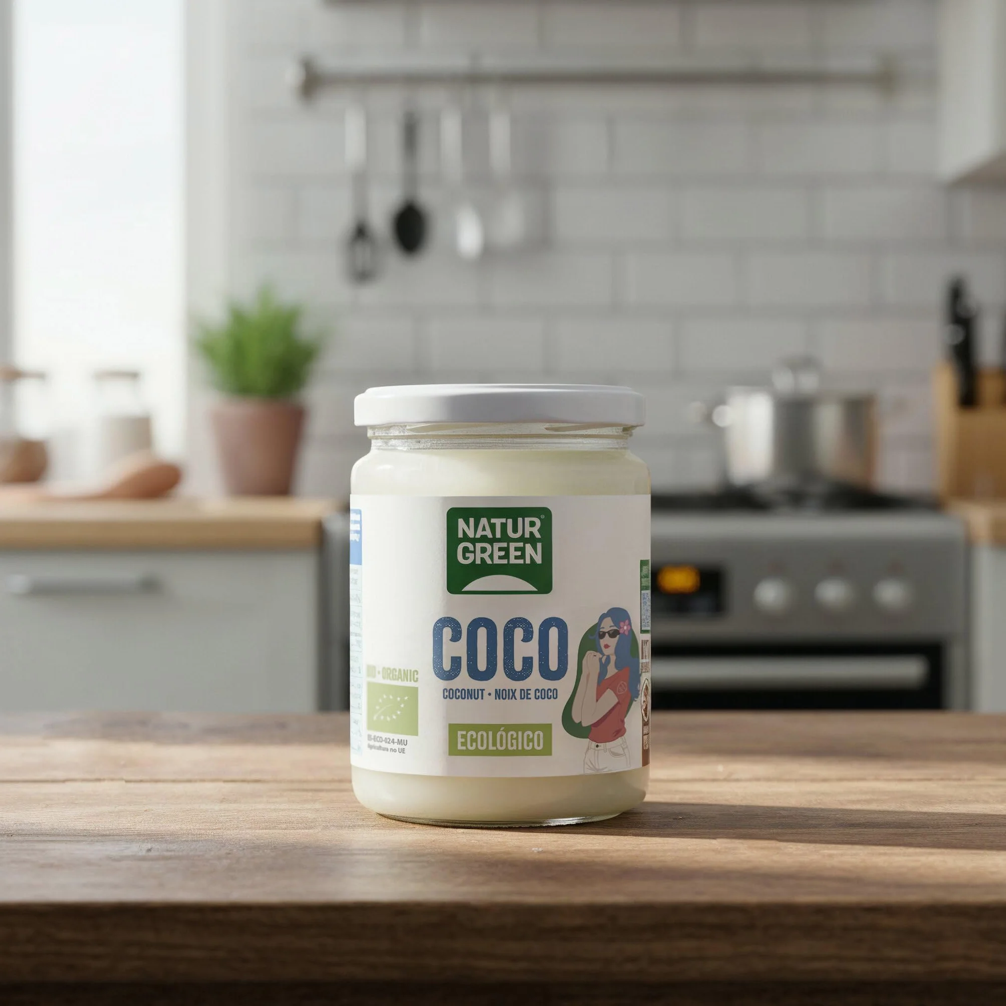 NaturGreen Grasa de Coco Ecológico 400 g 430 ml Envase Vidrio