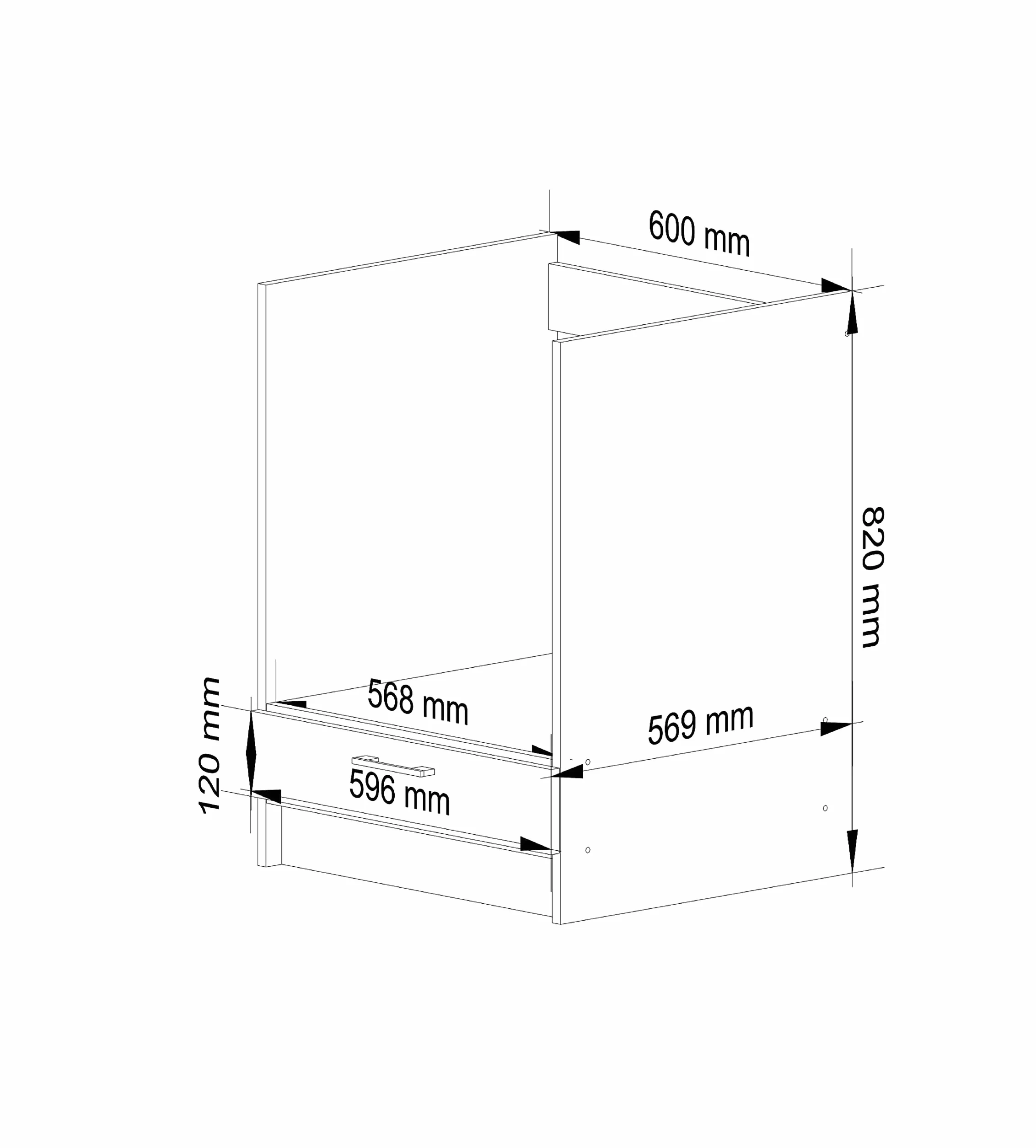 AKORD Mueble de Cocina S60 para Horno con Sistema de encimera Lima, Blanco 60 cm, 1 Puerta, Roble Sonoma Mate, 1 Estante 60x55x82 cm