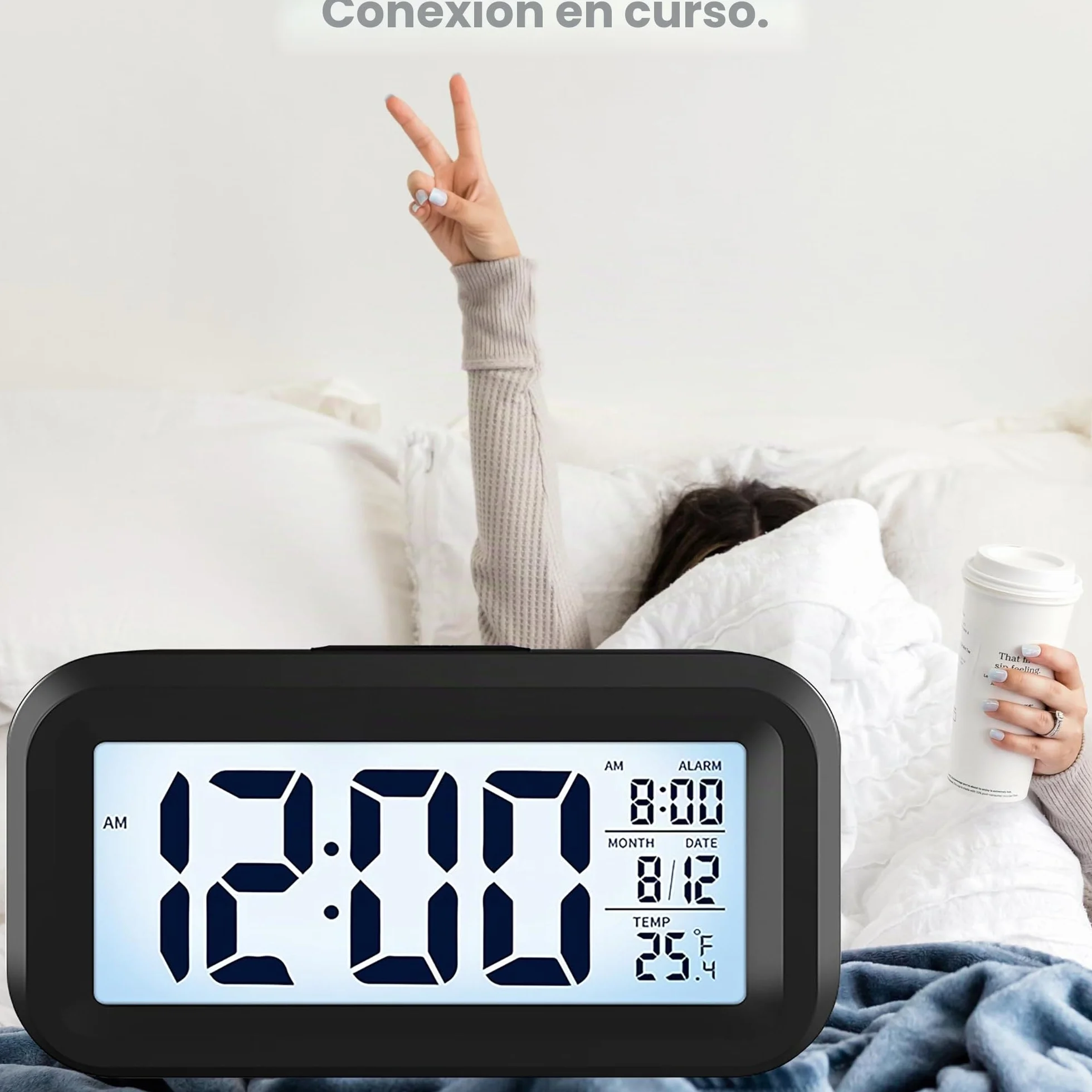 APM Snooooze Reloj Despertador Digital para Dormitorio, Pantalla 12/24H, Negro