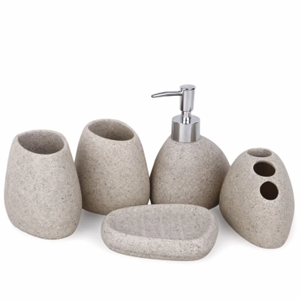 Set de Accesorios para baño 5 Piezas Simplicidad Moderna Accesorios para el baño Soporte para cepillos de Dientes dispensador de jabón Soporte para jabón Taza para enjuagar Juegos