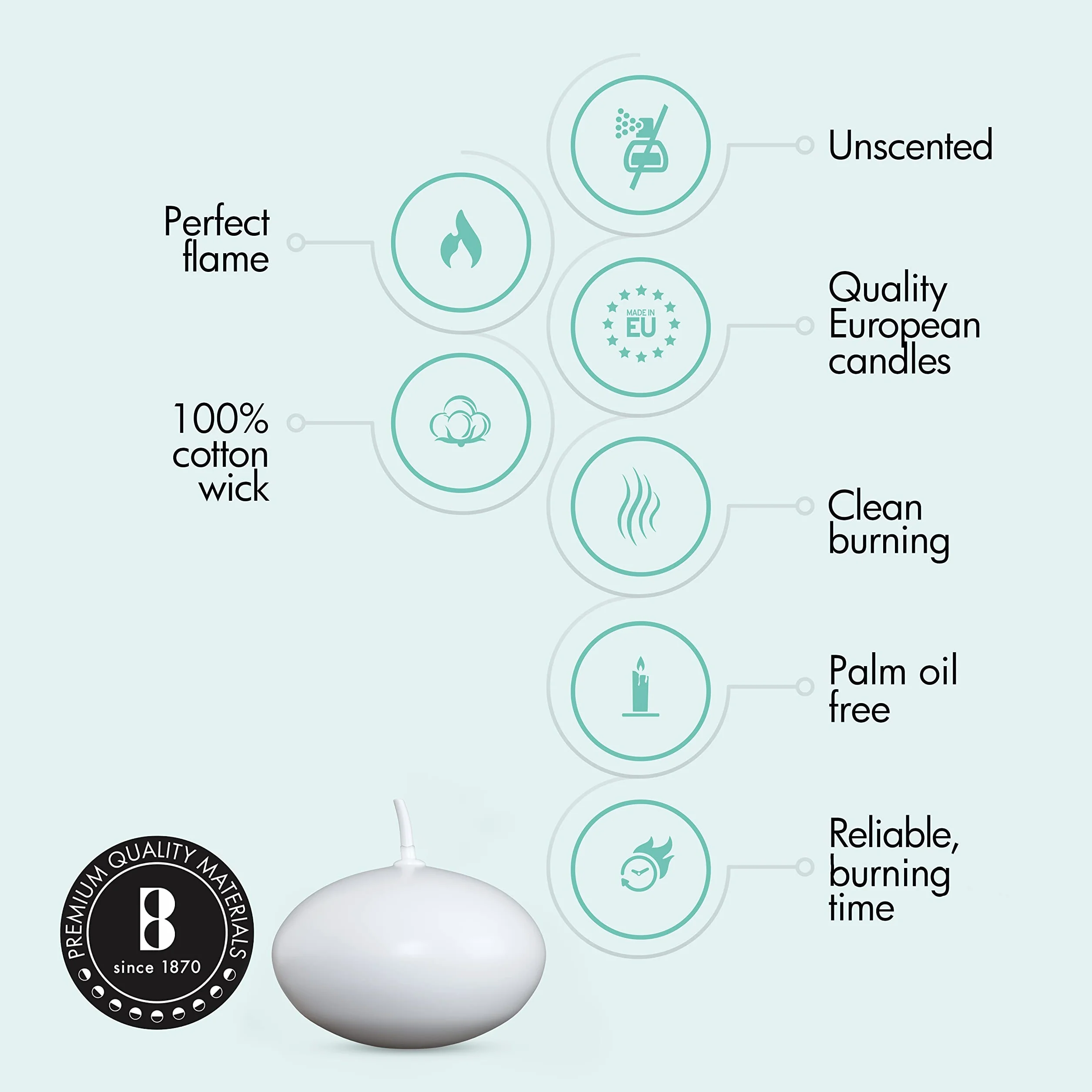 Bolsius Floating Candles Blanco 4.5cm x 4.5cm x 3cm 20 sztuk