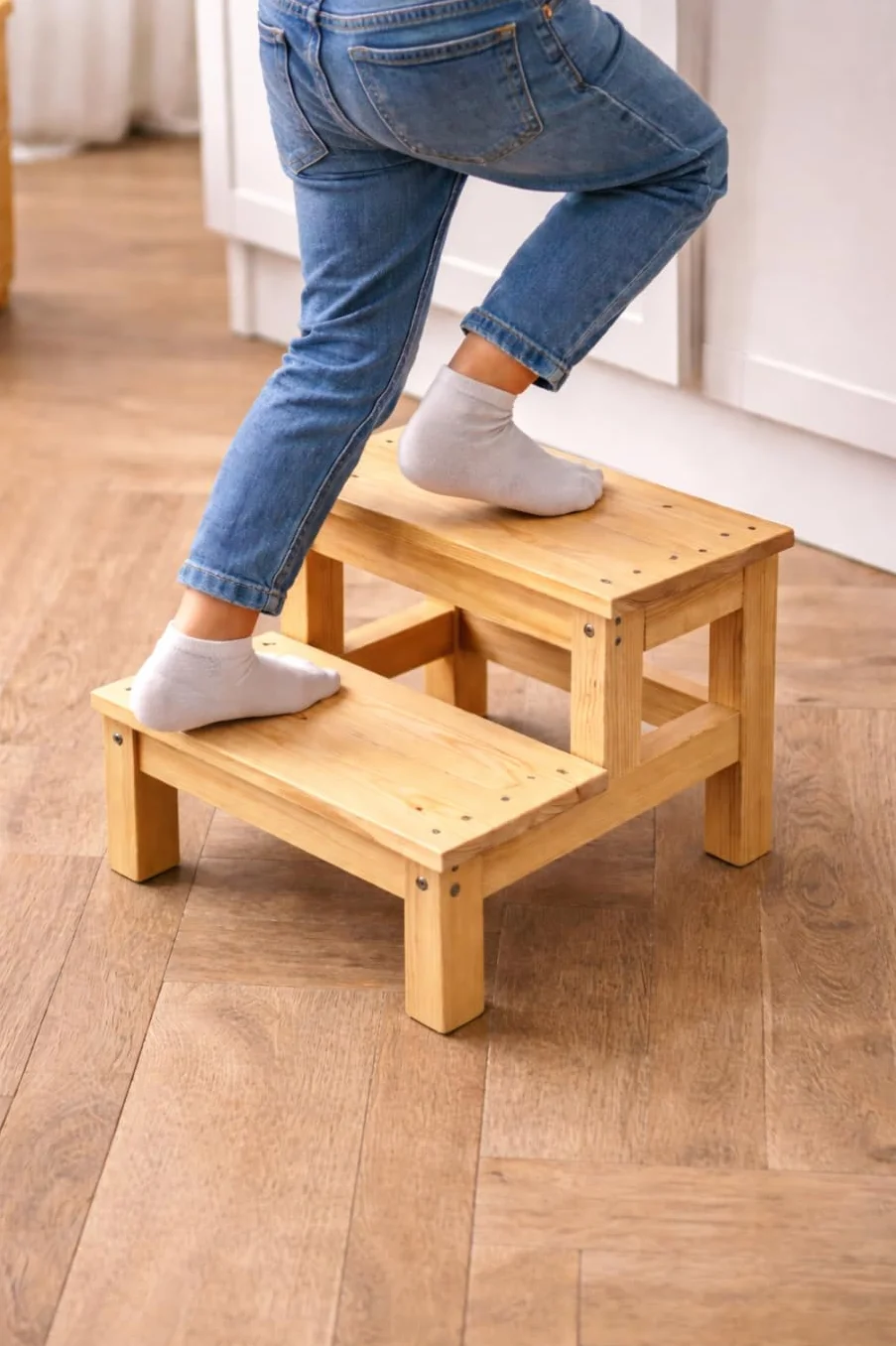 MG Design Escalera de Madera 2 peldaños – Estable y Segura, escalón para niños y Adultos, peldaño baño Cocina Armario, Uso doméstico
