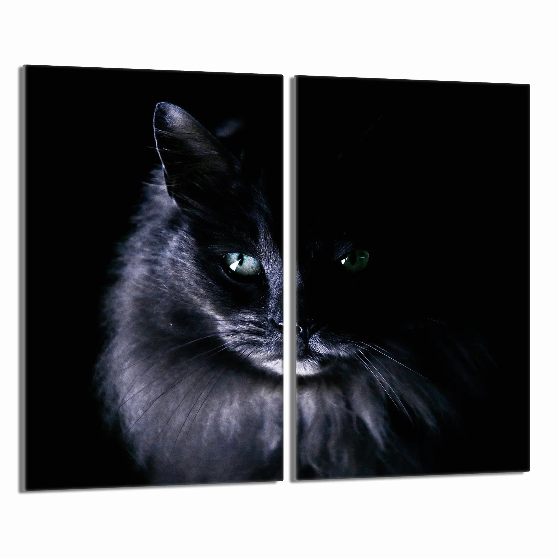 Tabla de cortar decorativa de cristal templado y cubre vitro, Placa protectora de vitrocerámica 30 x 52 cm 2 piezas, para inducción, protección contra salpicaduras, decoración, GATO