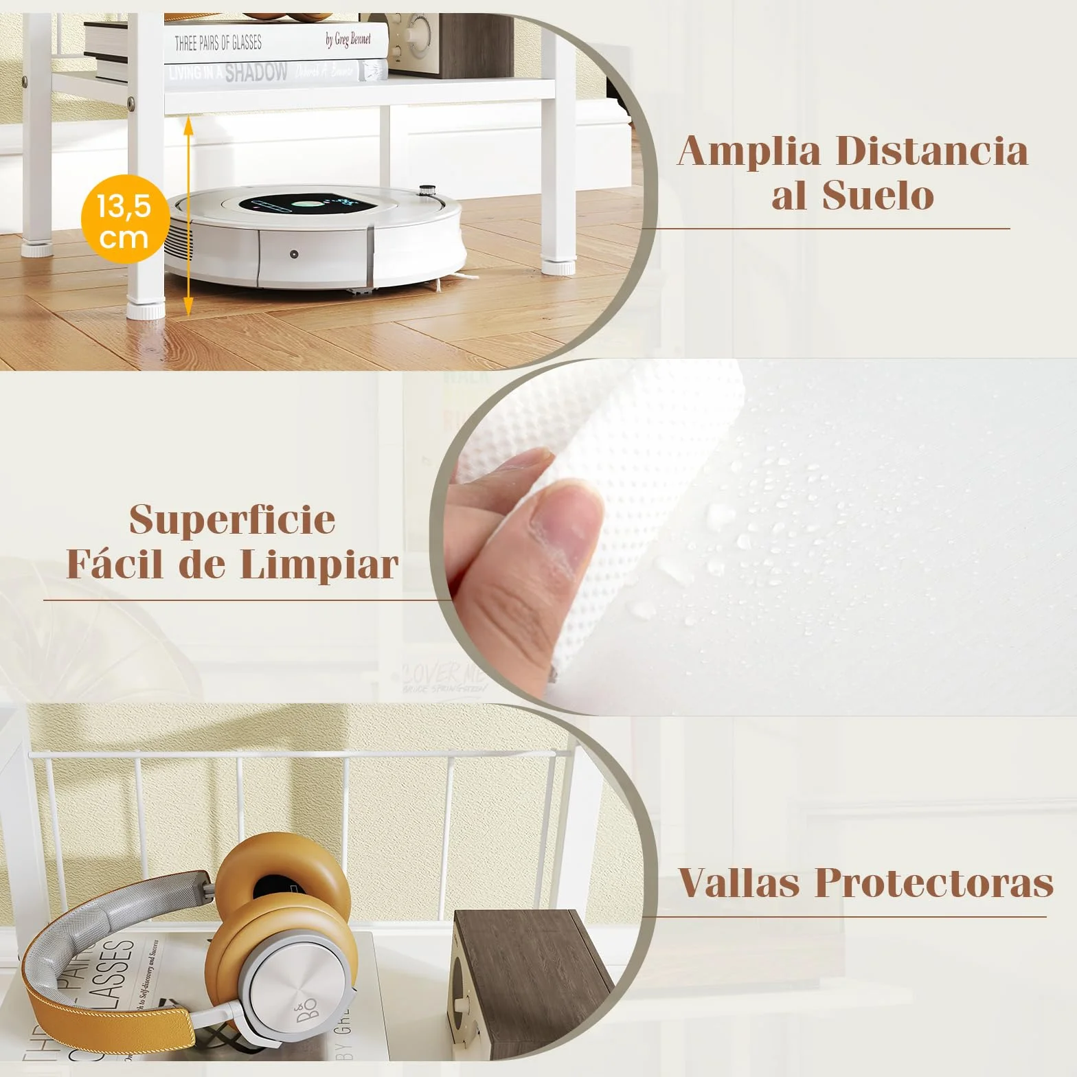 GOPLUS Soporte para Tocadiscos con Almacenamiento de 5 Niveles, Estantería Organizador para Vinilos con Juegos Antivuelco, Soporte para Tocadiscos con 3 Estantes para Discos de Vinilo (Blanco)