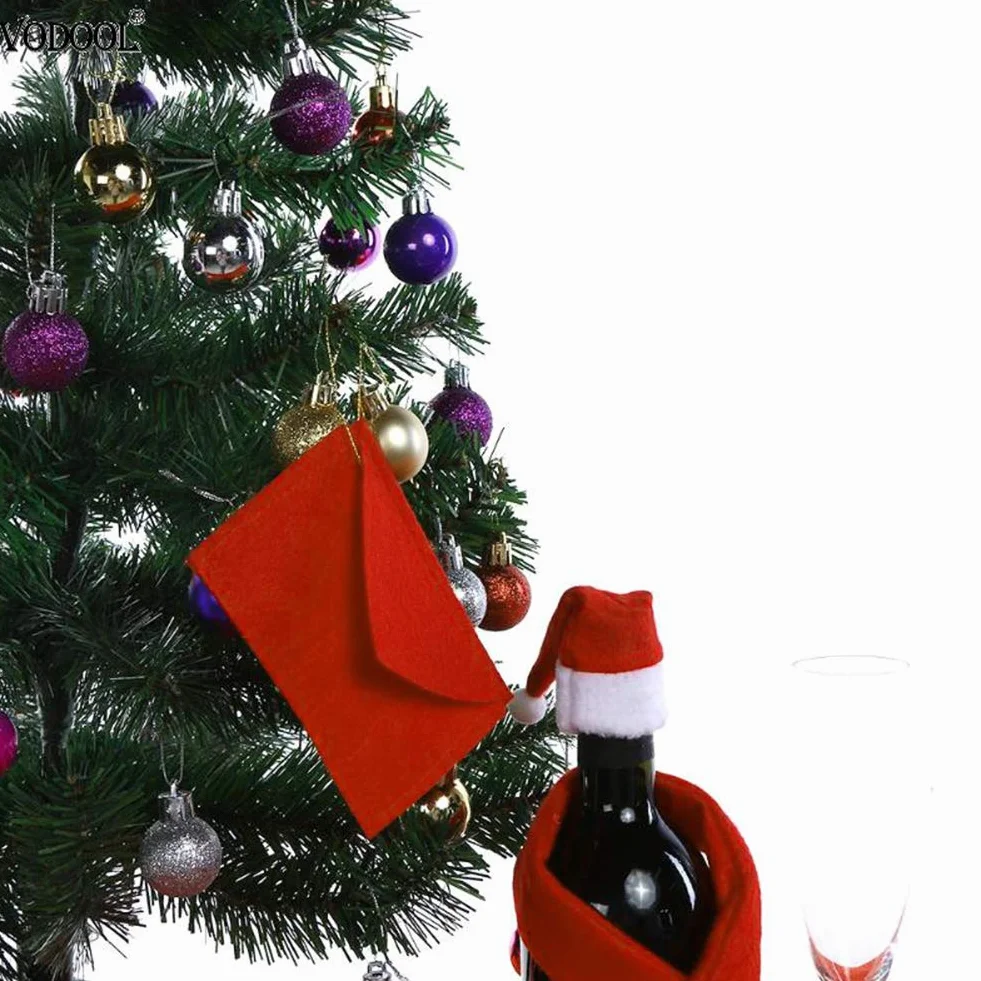 Sobre de Navidad Carta a Santa Claus Paquete de 10 Fieltro rojo Bolsa de regalo de dulces de Navidad Tarjeta de dinero Titulares de regalo Árbol de Navidad Decoración colgante