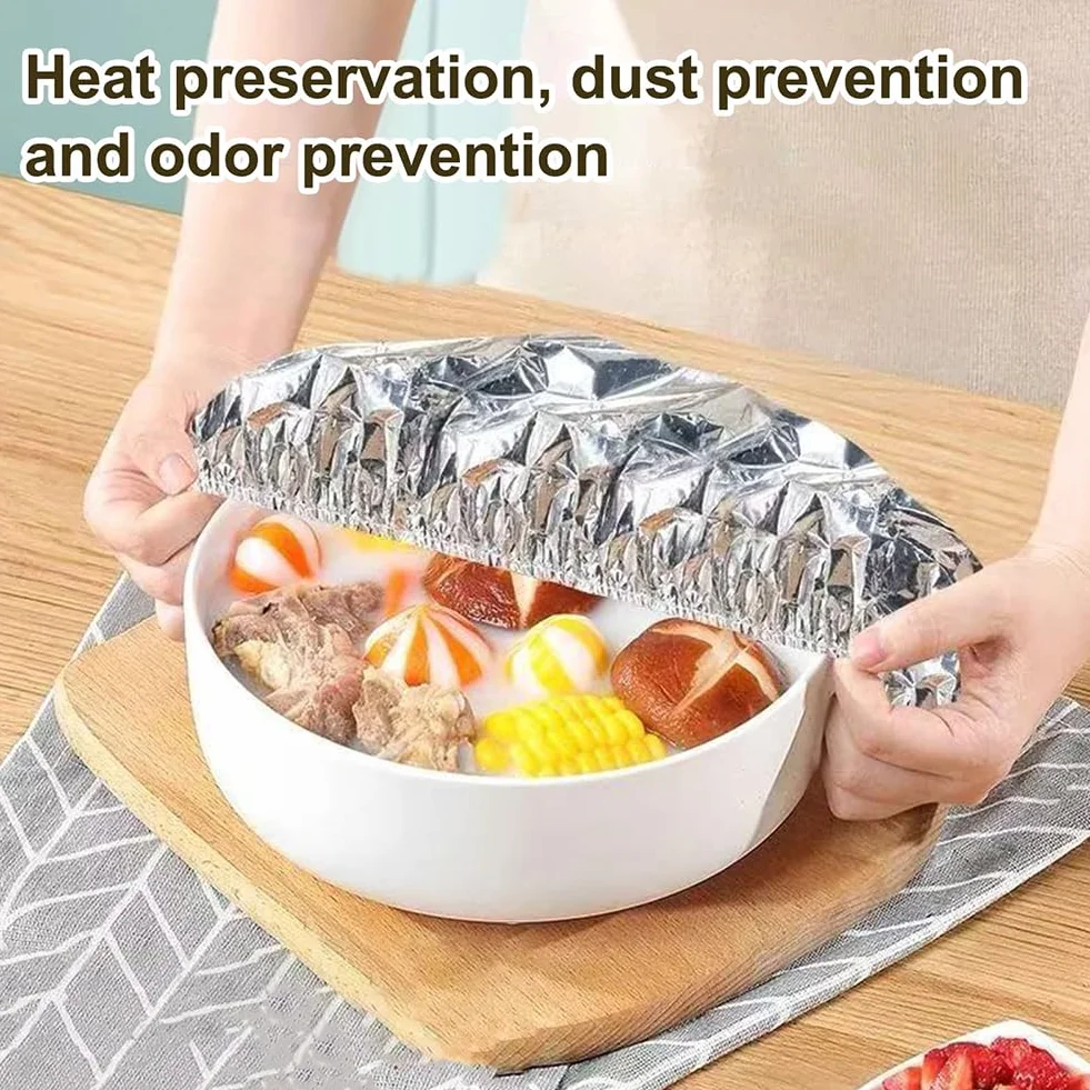 Fundas de Papel de Aluminio Reutilizables para Alimentos - Tapas Elásticas Térmicas 110°C, Aptas para Microondas, Cubre Platos y Cuencos 11-28 cm (30pcs)