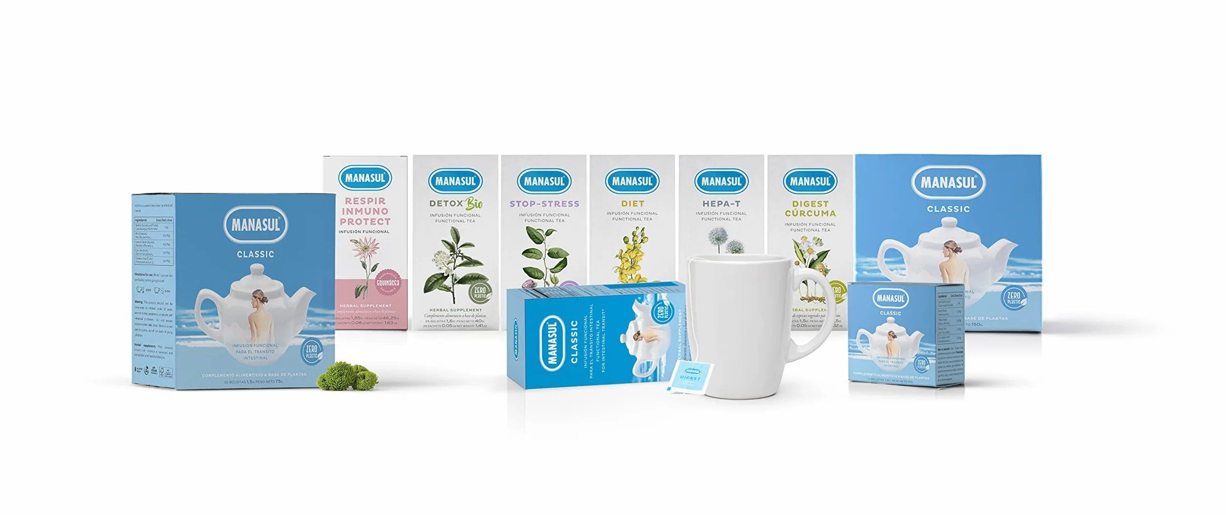 MANASUL Classic Infusión Laxante Sen Melisa Menta Regaliz Anis Verde 100% Natural Caja 100 Bolsitas