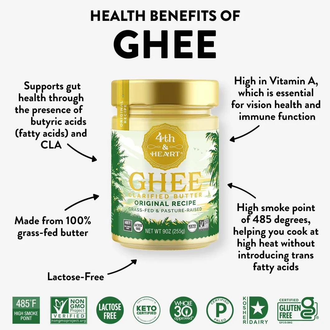 4th & Heart Ghee Spray de Cocina Antiadherente, Alimentado con Pasto, Sin Lactosa, 5 oz