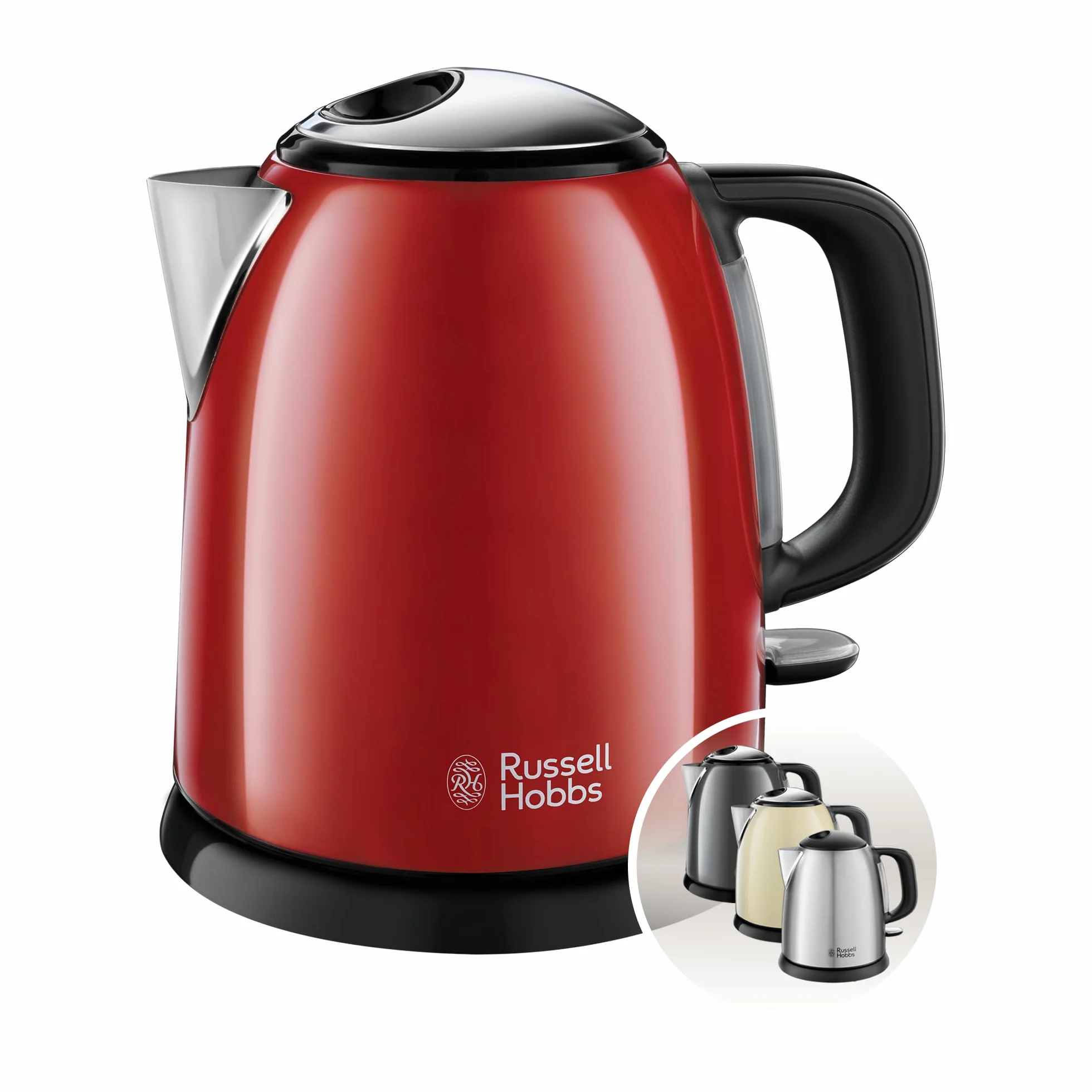 Russell Hobbs Hervidor de Agua Eléctrico Colours Plus 1 litro 2400 W Filtro Extraíble Base 360° Rojo