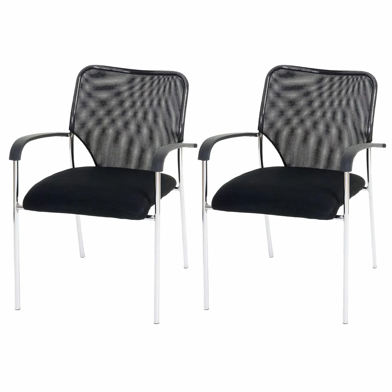 Juego de 2 sillas de visitante para conferencias, apilable de tela, textil, color negro 04_0000279