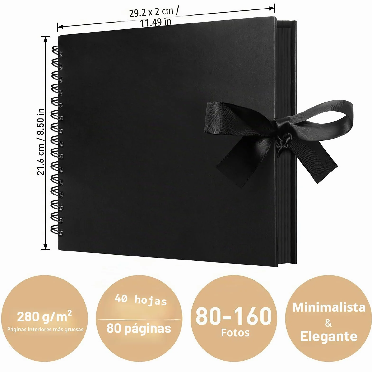 Álbum de Fotos Scrapbook para Pegar y Escribir 80 Negra páginas Álbum de Recortes o Registro para Libro Firmas Boda Viaje Álbum Boda Álbum Fotos Bebe Infantil 29,2x21,6 cm