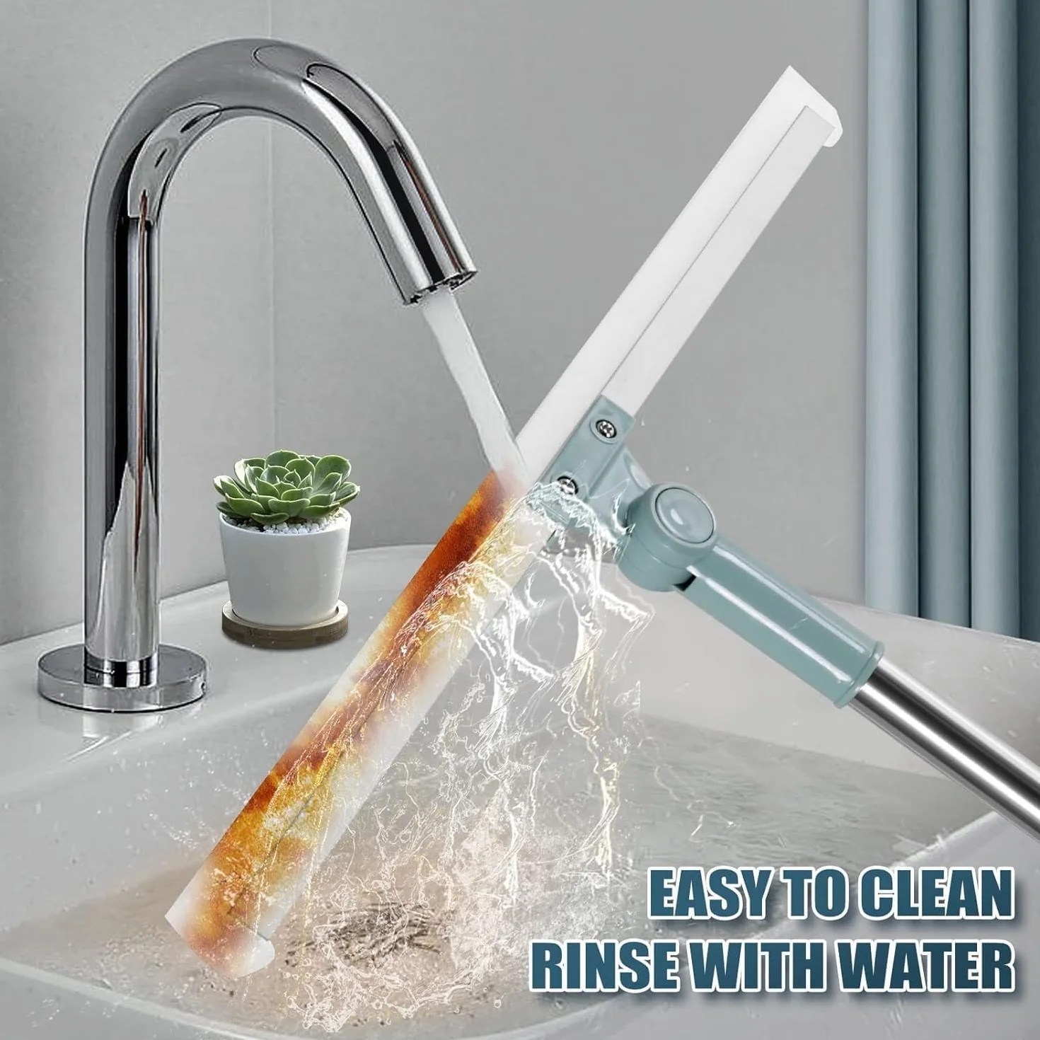 Retractable Silicone Floor Scraper Bathroom Wiper 52cm Pet Hair Cleaning Broom