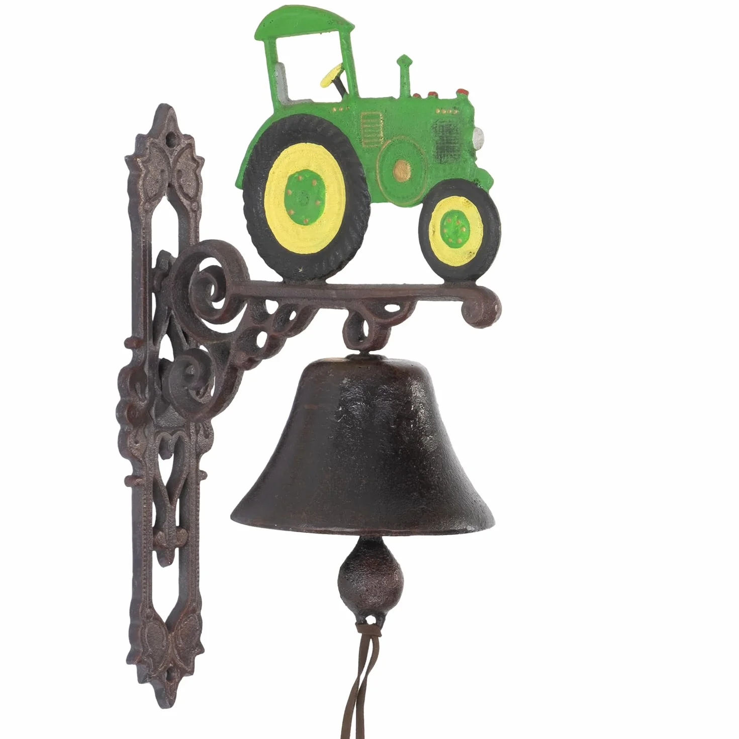 Moritz - Campana de Pared (Hierro Fundido, 37 cm de Altura), diseño de Tractor, Color Amarillo y Verde