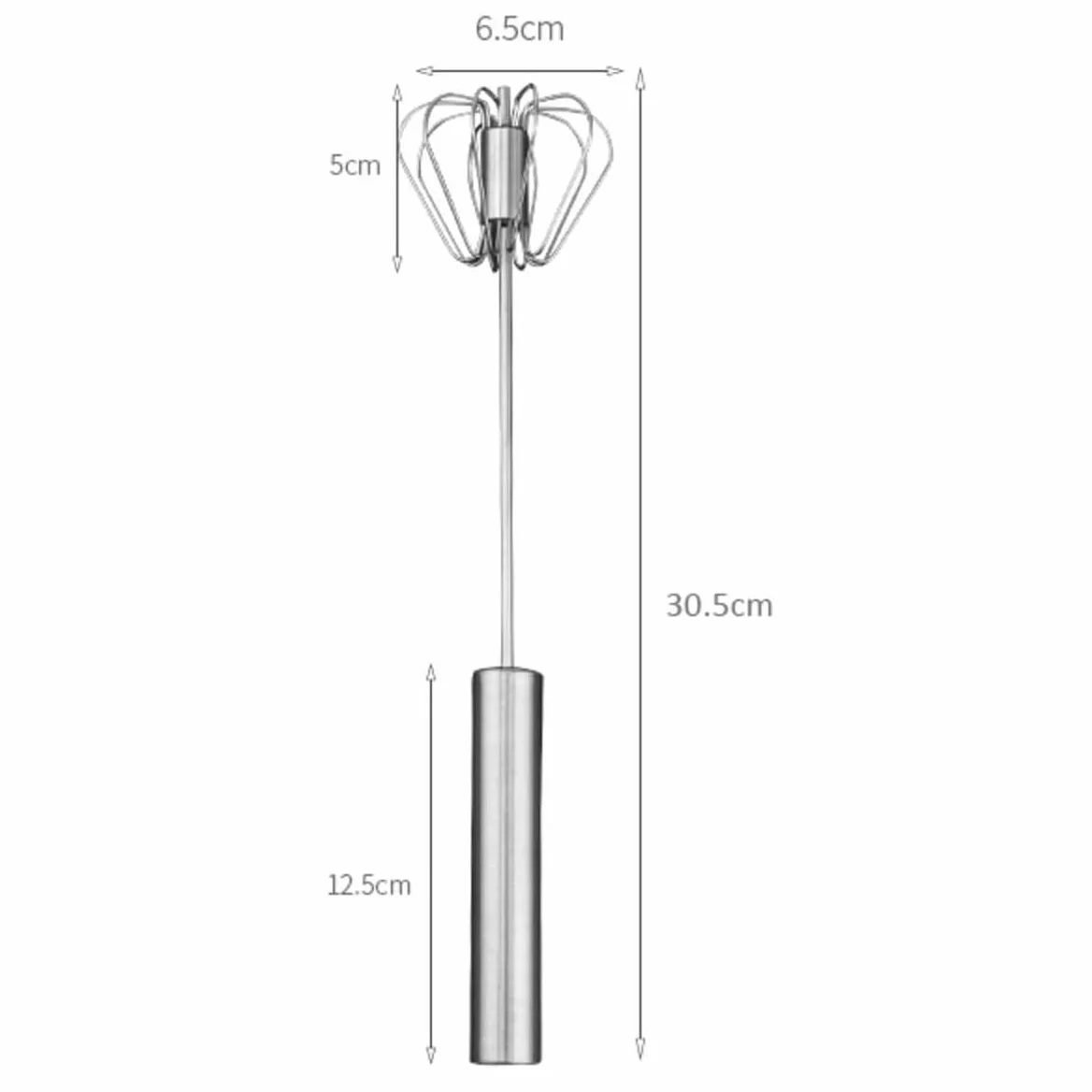 CHEFZOCO Batidor huevos manual, Varillas de batir, Mezclador de huevos, Batidor de Cocina, Batidor Alambre, Apto para Batir, Mezclar, Emulsionar, Cremas y natas, Longitud 30.5 cm, Acero inoxidable