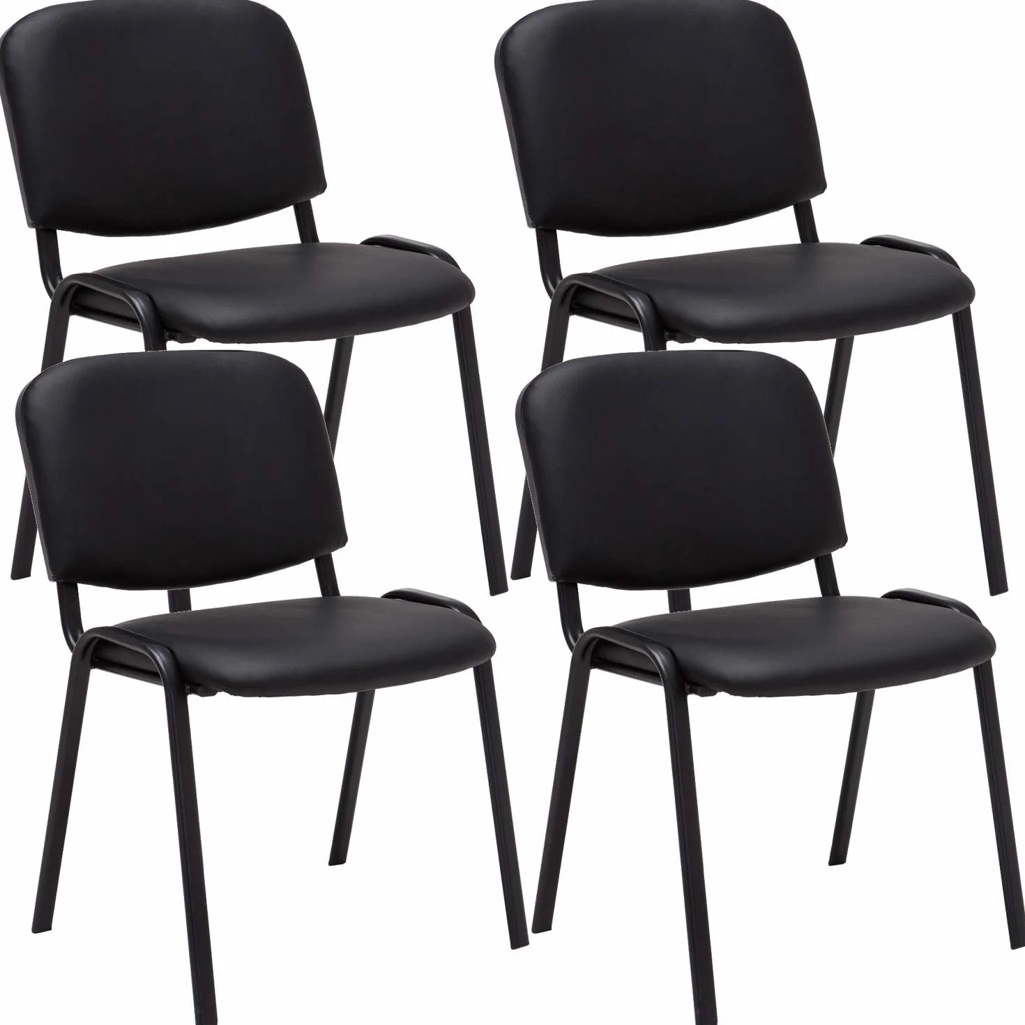 Ken Set 4 Sedie Ufficio Visitatore Imbottite In Similpelle Nero