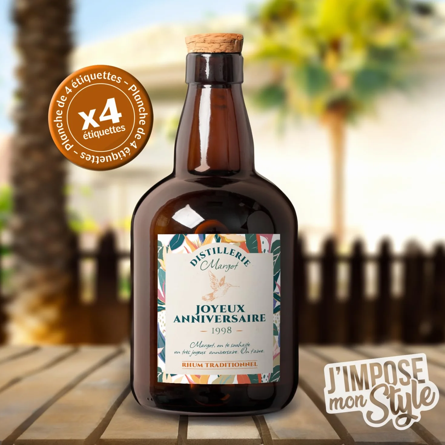 Etiquetas adhesivas personalizadas para botella de ron 70 cl 9 x 10,5 cm