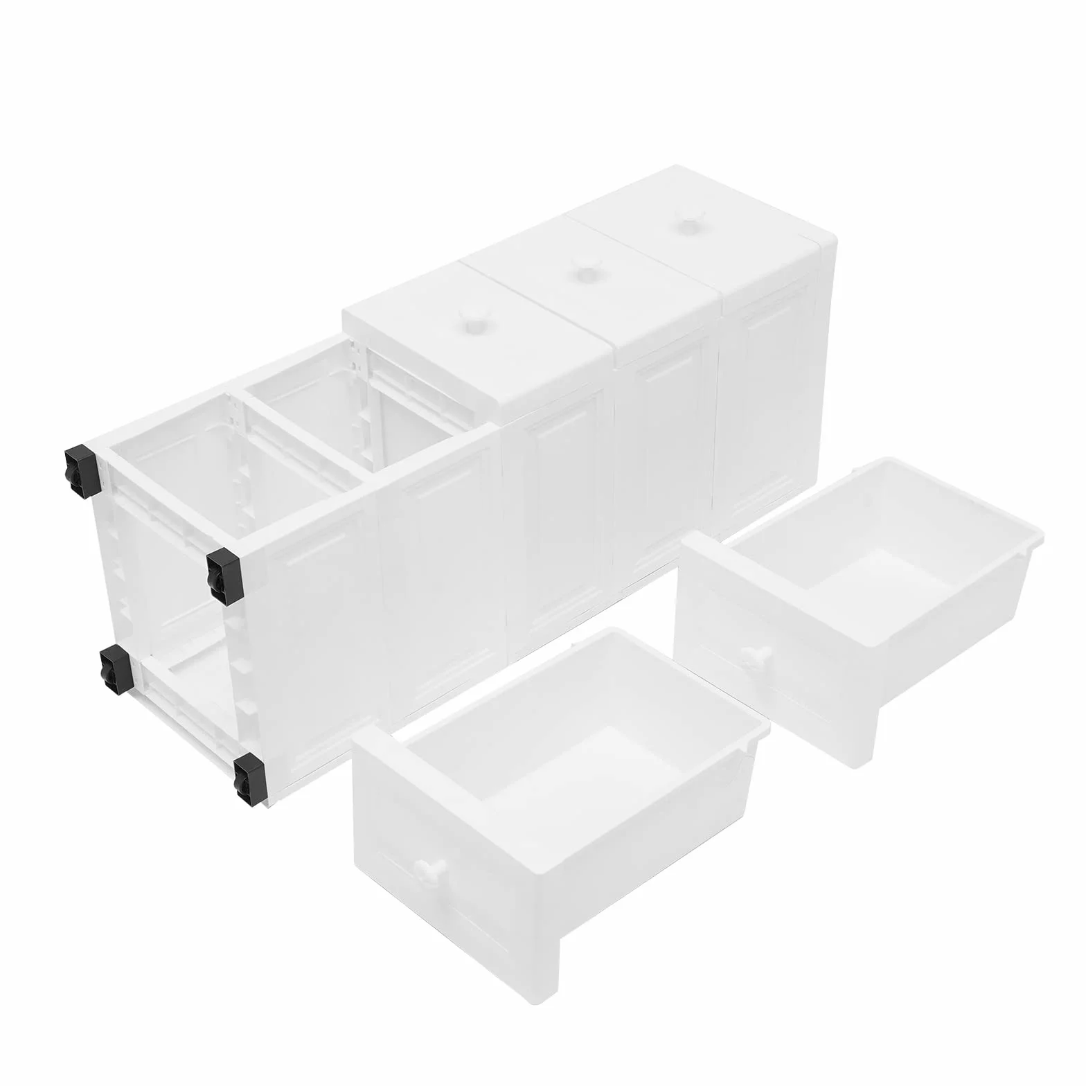 Armario estrecho con 5 cajones, 25 cm de ancho, de polipropileno, con ruedas, armario de baño impermeable para salón, cocina, oficina, blanco