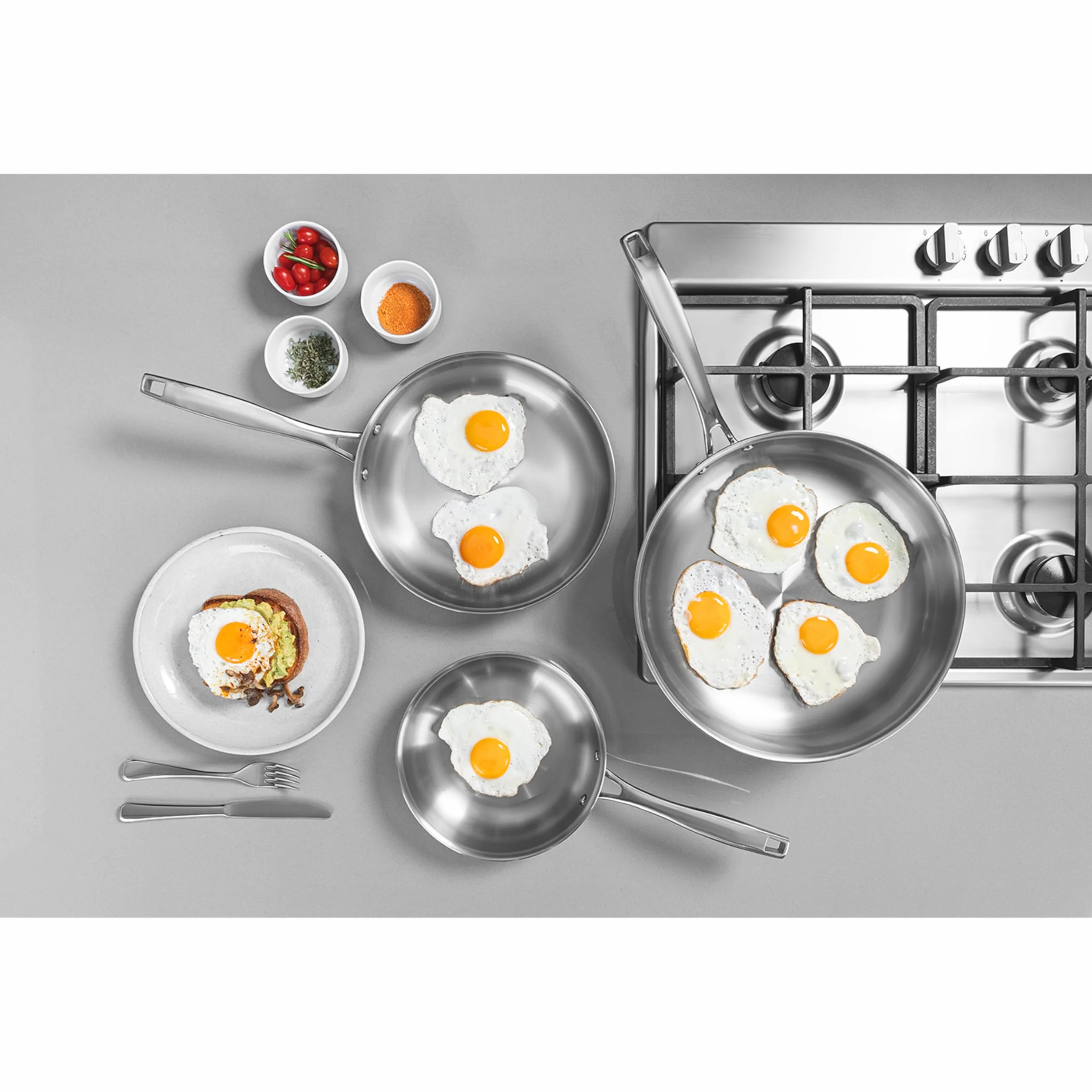 Tramontina Sartén de Acero Inoxidable 30 cm 3,4 L Cuerpo Triple Mango Brillante