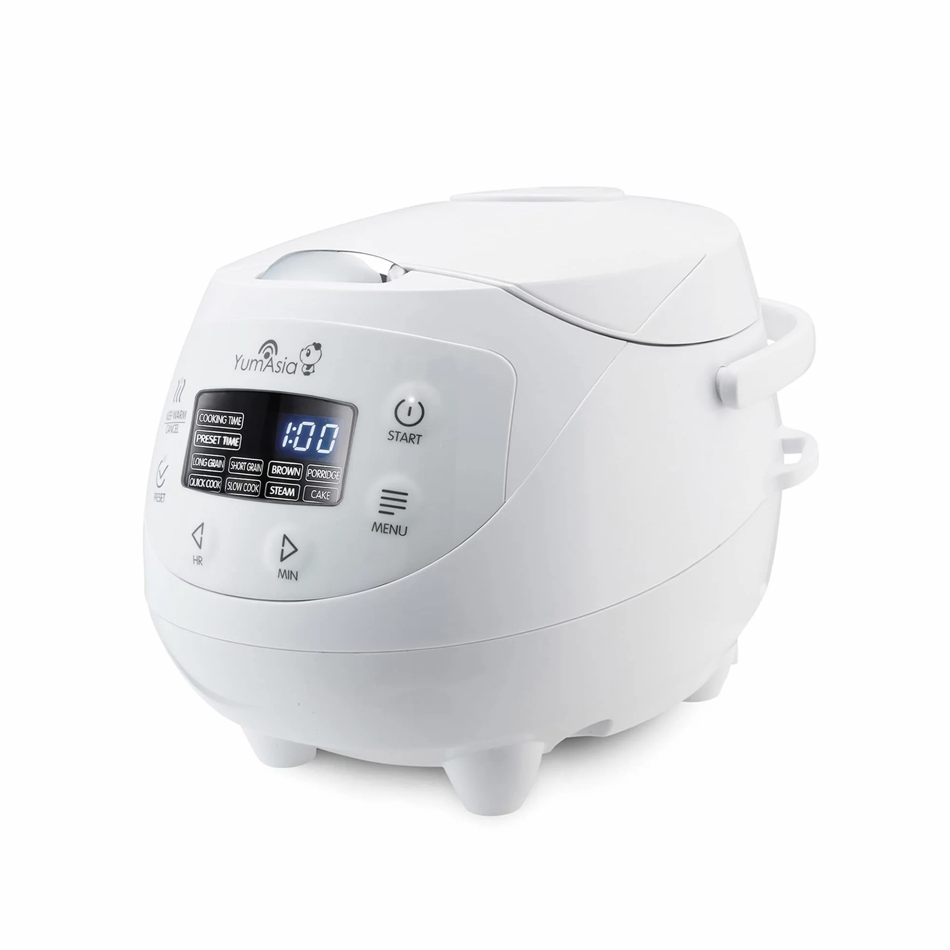Yum Asia Panda Mini arrocera con cuenco de cerámica Ninja y lógica difusa avanzada (3,5 tazas, 0,63 litros) 4 funciones de arroz, 4 funciones de multicocina 220-240V (Arctic White)