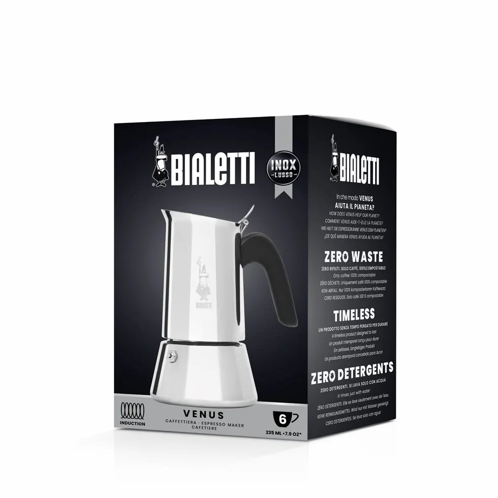 Bialetti Cafetera Venus 6 Tazas 235ml Acero Inoxidable Apta Inducción