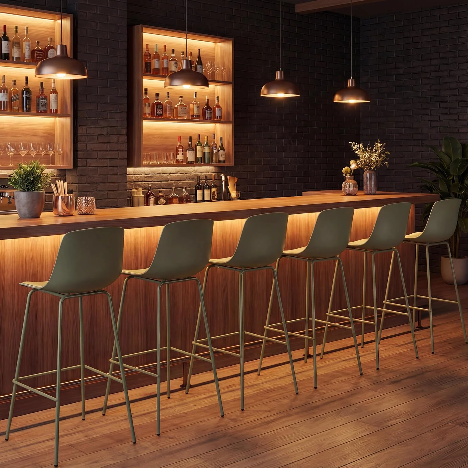 COSTWAY Juego de 4 Taburetes de Bar, Altura Asiento 76 cm, Taburetes Altos de Cocina con Respaldo, Asientos Acolchados, Reposapiés y Patas Metal, Silla Altas de Bar para Isla Cocina y Comedor, Verde