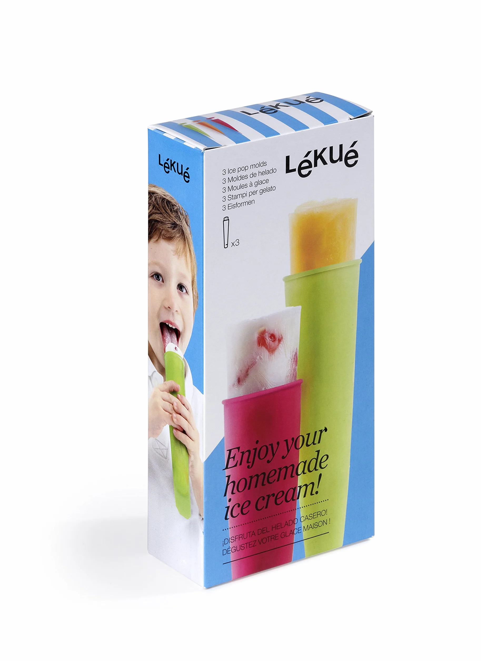 Lékué Ice Pop moldes de helado de tubo silicona platino 4x4,8x20,2 cm multicolor
