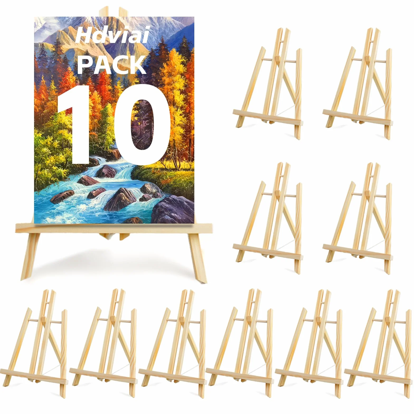10 caballetes de madera – Caballetes de mesa de 11.8 x 7.75 pulgadas – Soporte de caballete para pintar lienzos, artes y manualidades, trípodes, caballetes de pintura para fiestas de