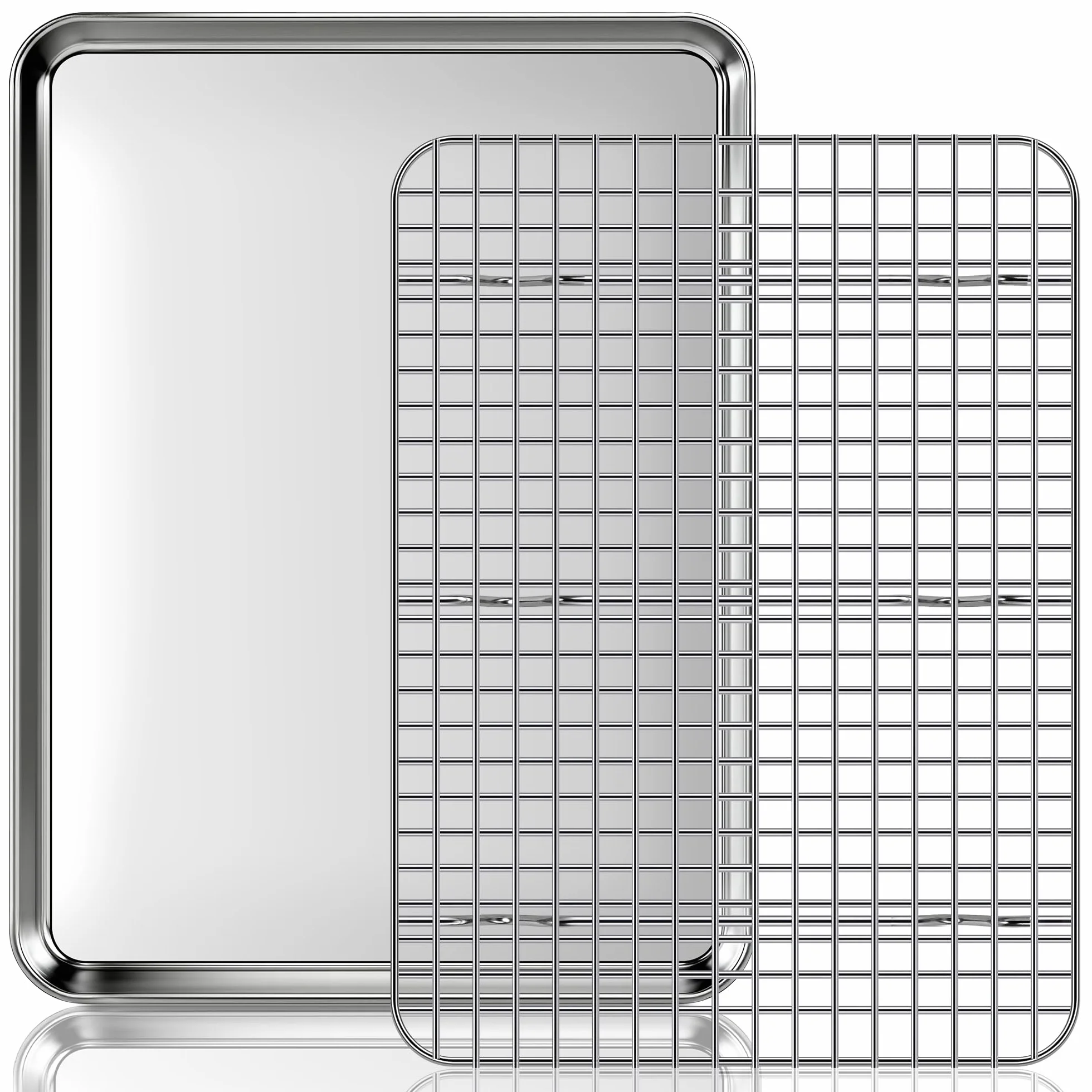 Bandeja para hornear de acero inoxidable con rejilla, 16 x 12 x 1 pulgada