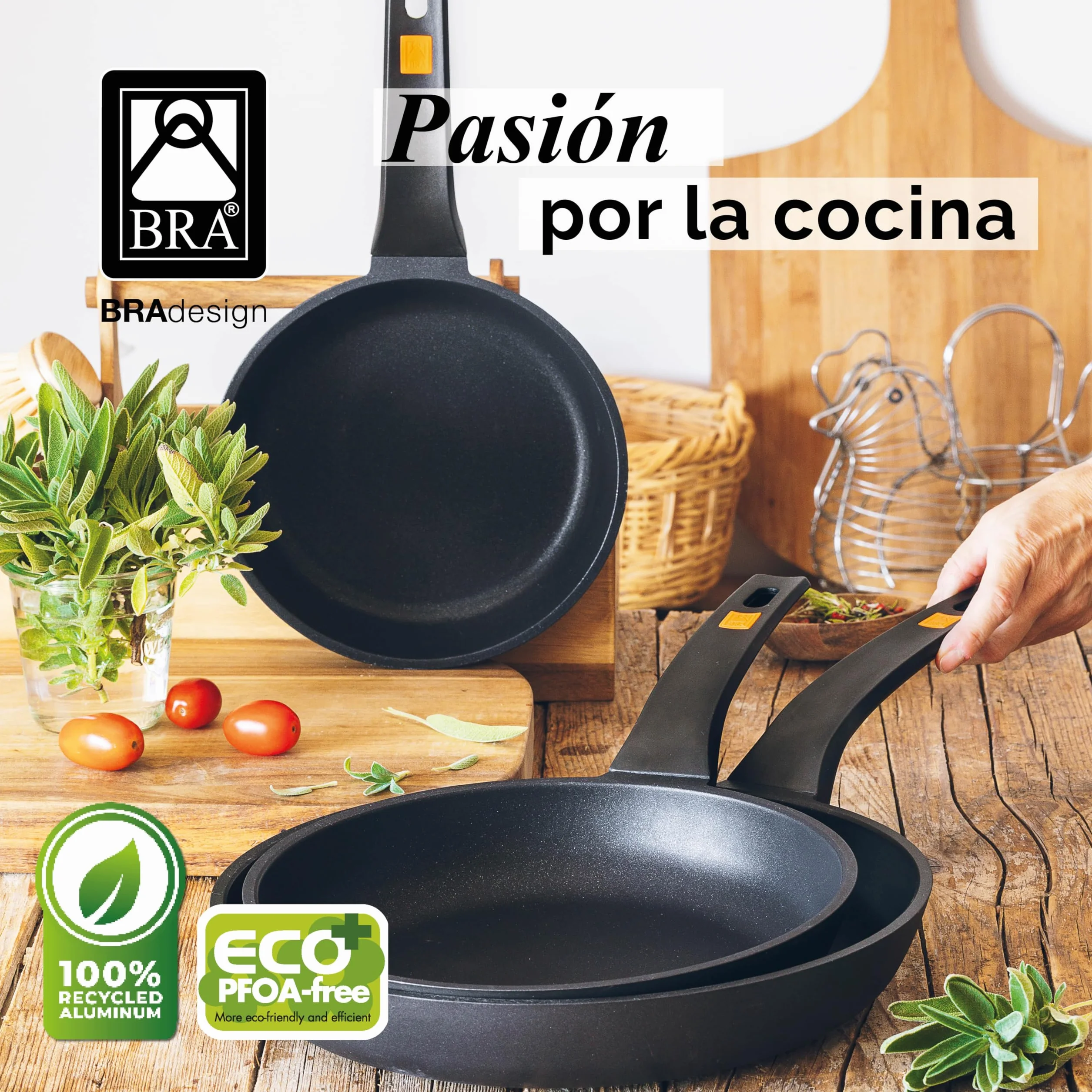BRA Efficient | Set de 3 sartenes, 20-24-28 cm, aluminio fundido con antiadherente