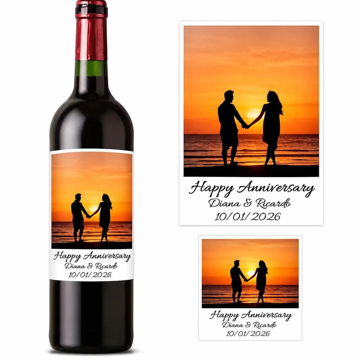 Etiquetas impermeables personalizadas para botellas de vino, resistentes al desgarro, imprimibles