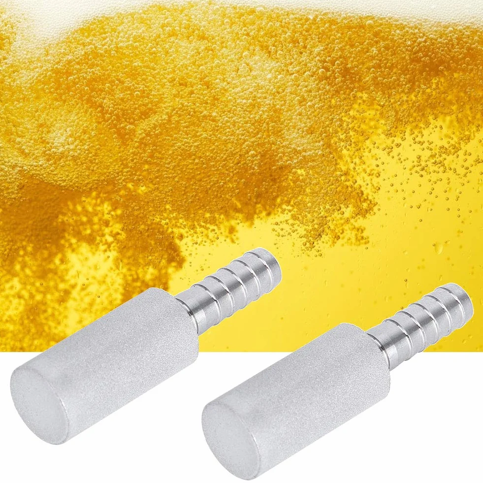 2 Uds., Piedra De Difusión De 0,5 Micras, Piedra De Aireación, Piedra De Carbonatación De Acero Inoxidable Con Lengüeta De 1/4 "para Vino Casero, Cerveza, Soda
