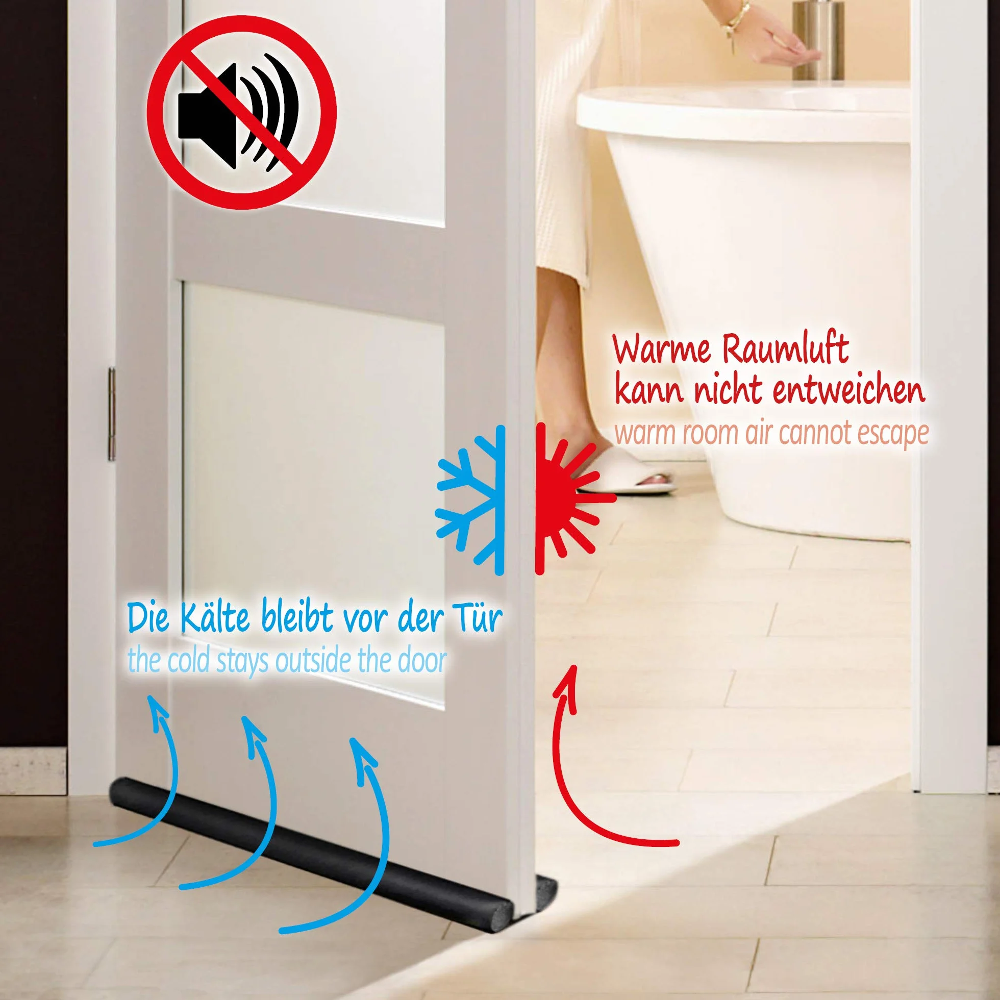 COM-FOUR® 3X Burletes para Puerta - Junta Inferior de la Puerta - Tope con Doble Junta - Protección contra Corrientes de Aire y Ruido - 86 cm (003 Piezas)