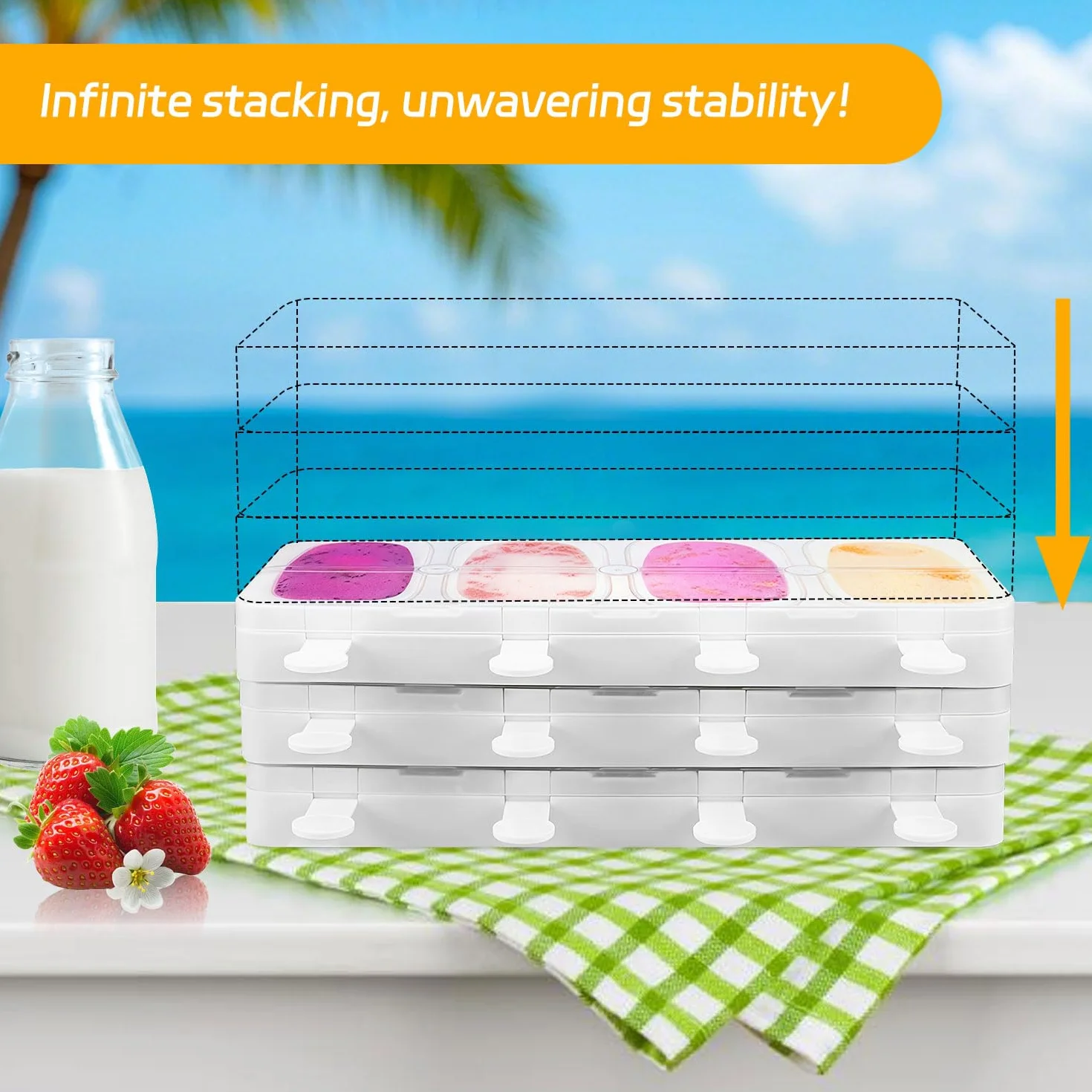 Molde de Helados de Silicona Apilable Sin BPA, Pack de 2 para Helados de Leche y Yogur