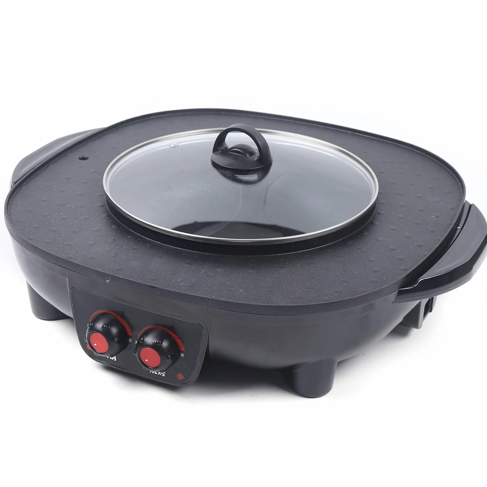 Hotpot y Parrilla 2 en 1, Olla Caliente Multifunción Barbacoa de Mesa Antiadherente Sin Humo Ajustable