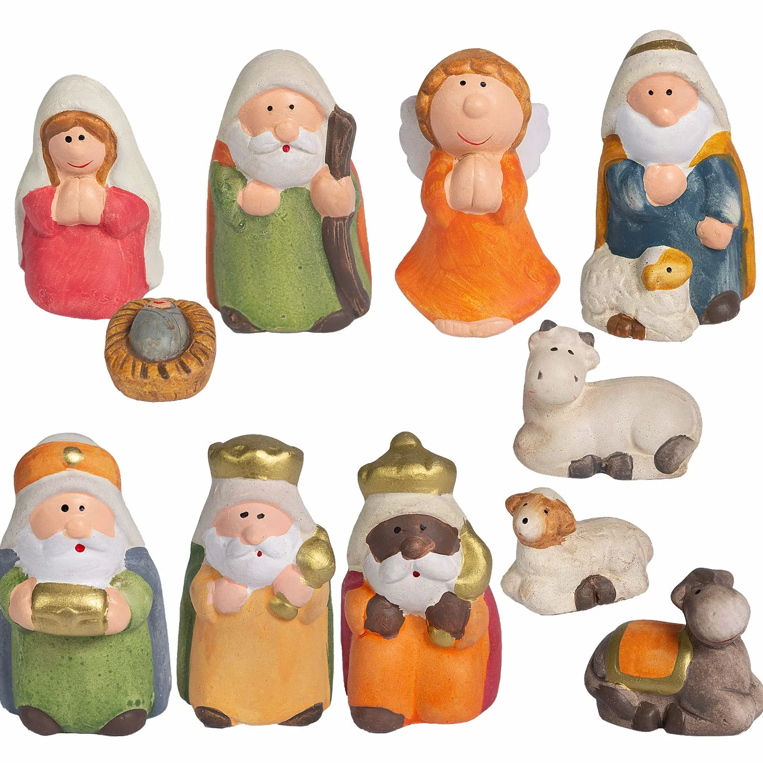 ARTECSIS Set De 11 Figuras Belén 7.5cm, Nacimiento, Belén De Cerámica Santon para Decoración Navideña