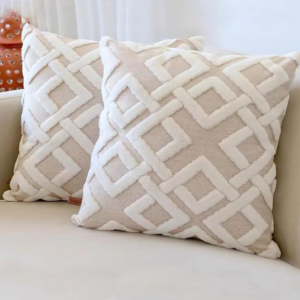 HAMUR HOME Fundas De Cojín 45 X 45 Cm Boho Decorativa Mila Beige