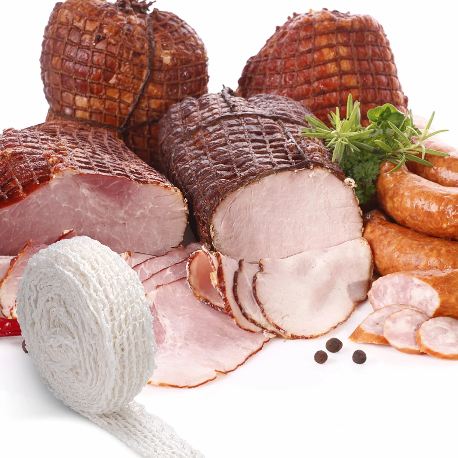 Rollo de Red para Carne 5m, Red Elástica para Jamón 16 Orificios