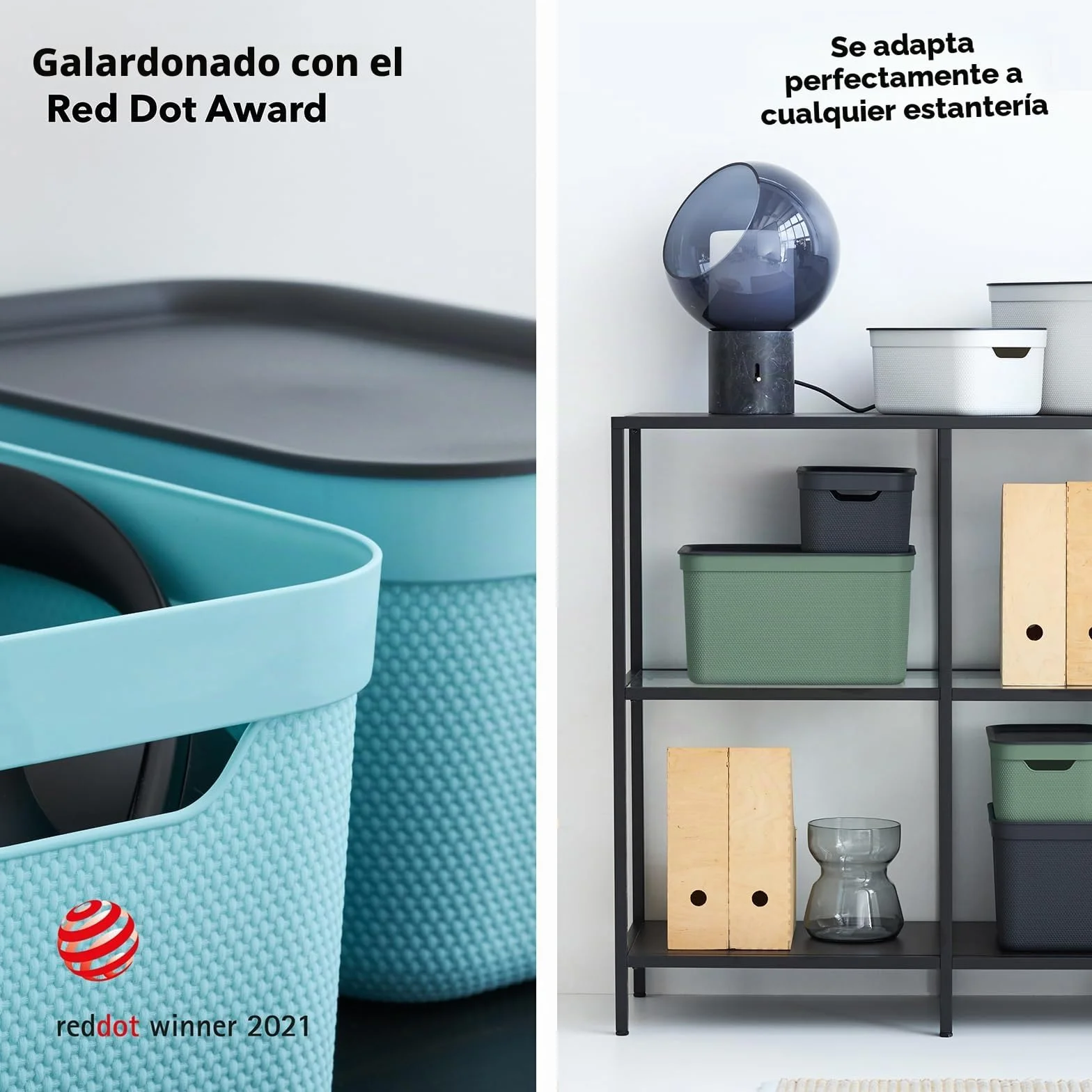 Jive juego de 3 cajas decorativas almacenamiento 5L plástico PP reciclado negro