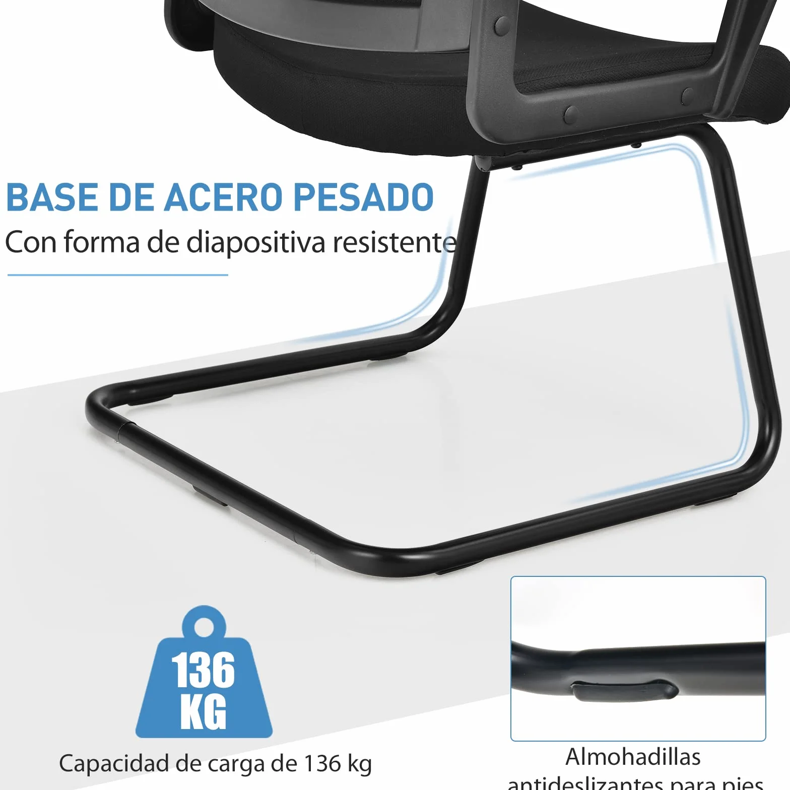 COSTWAY Silla de Conferencia, Silla de Reunión con Base Resistente Forma de Trineo, Sillas Cantilever Respaldo Ergonómico y Asiento Acolchado, Soporte Lumbar Regulable y Reposabrazos (estilo1, 1)