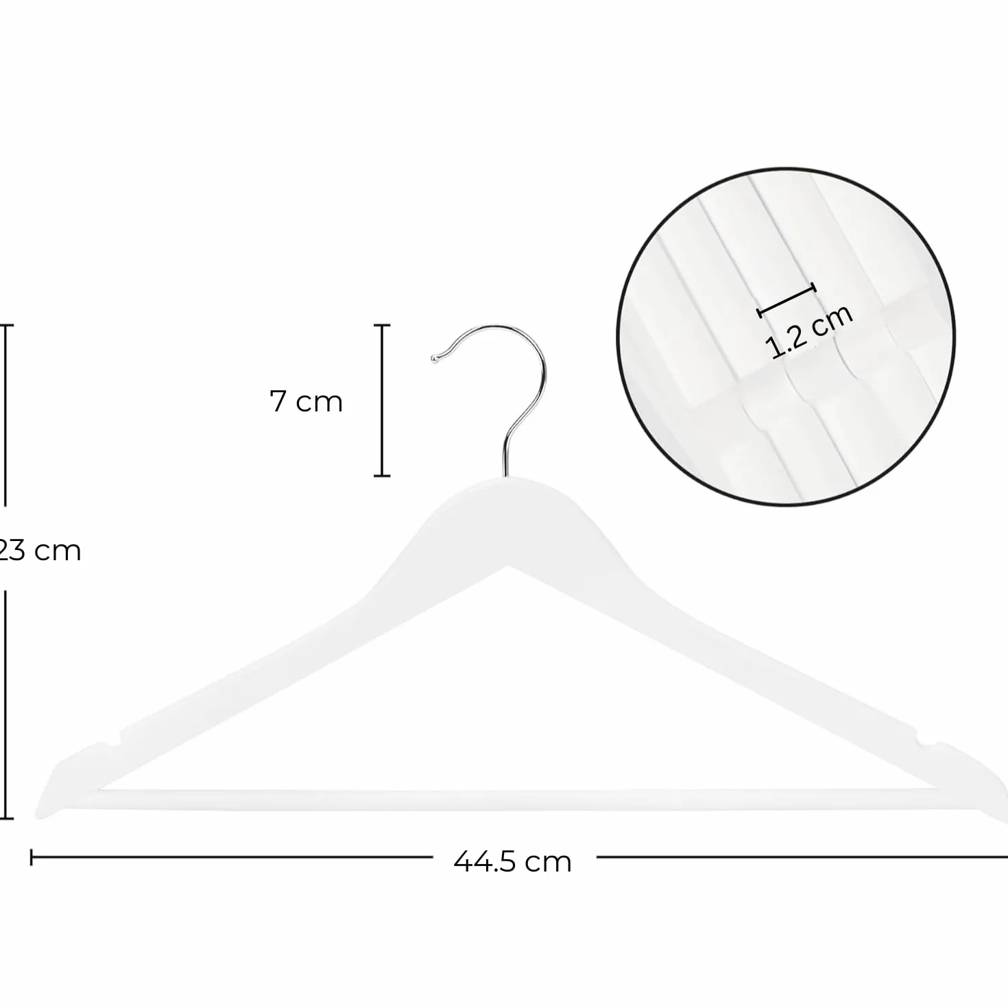 KROWN - Perchas de Madera Natural Antideslizantes con Muescas, Ideales para Trajes, Abrigos, Chaquetas, Camisas y Pantalones, Gancho Giratorio de 360° (Blanco, 6 Unidades)